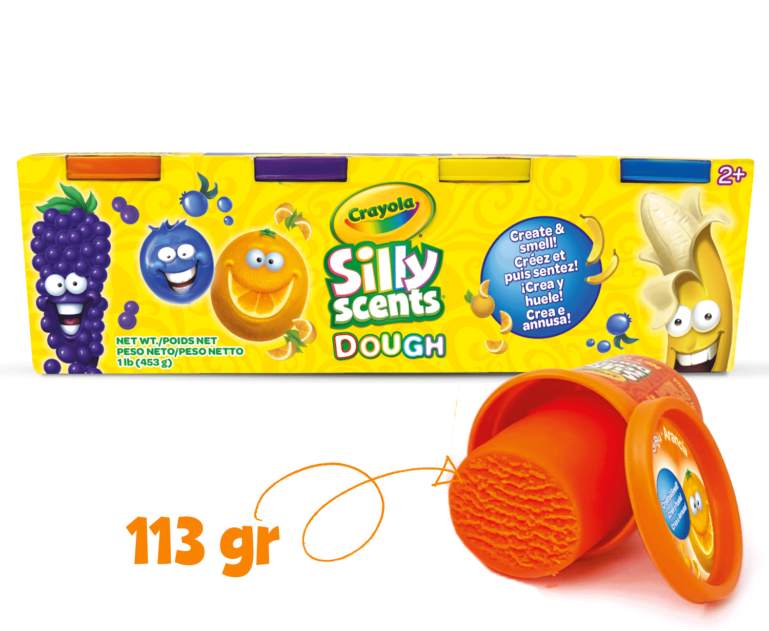 Silly scents dough
4 barattolini pasta da modellare profumata 113gr - CRAYOLA