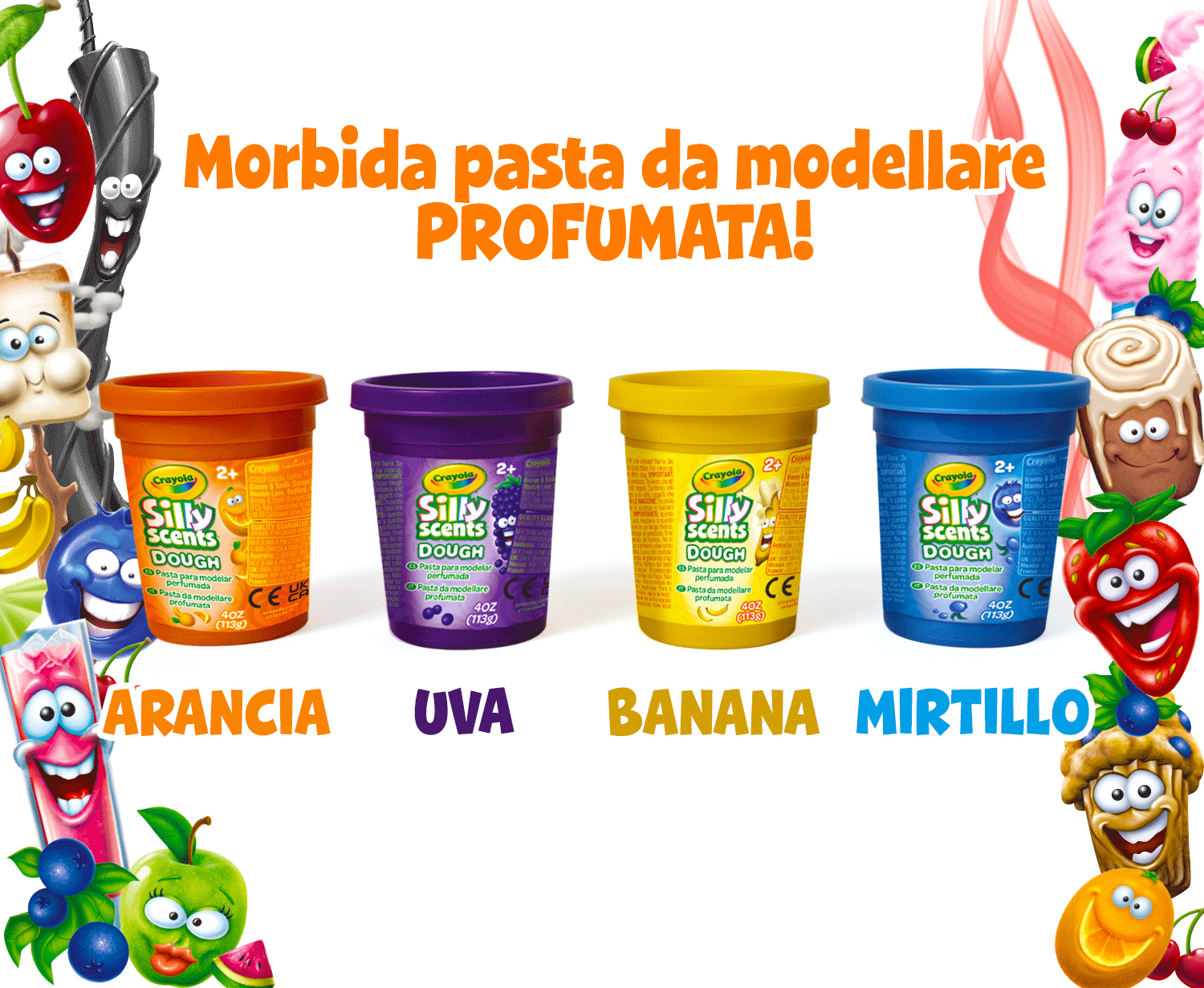 Silly scents dough
4 barattolini pasta da modellare profumata 113gr - CRAYOLA