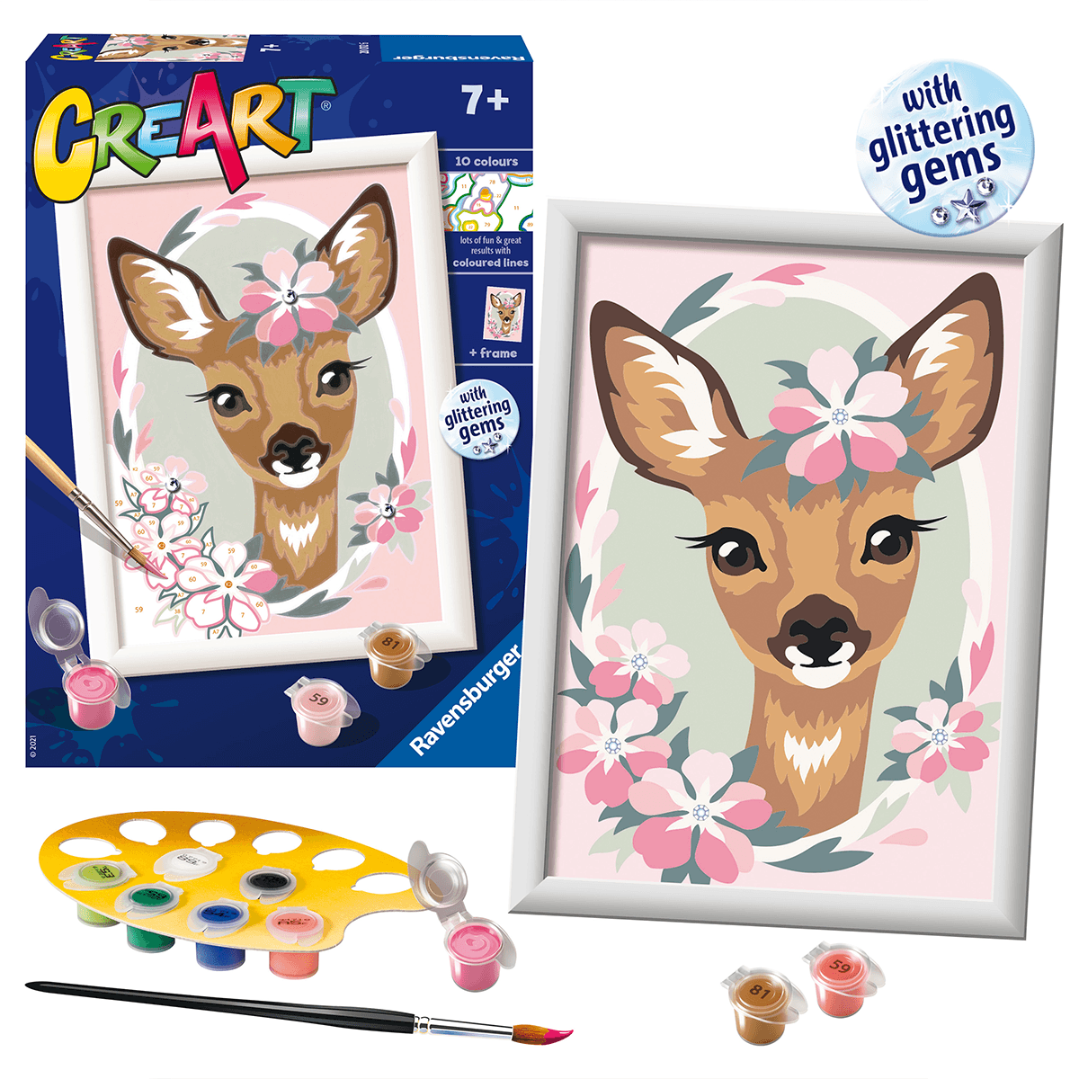 Ravensburger creart per bambini, kit per dipingere con i numeri, 7+, serie e, bambi - CREART, RAVENSBURGER