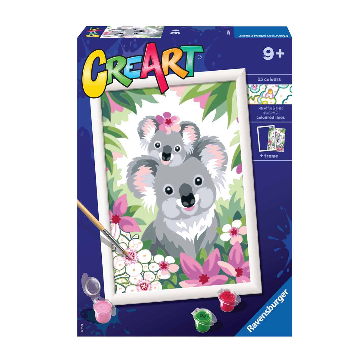 Ravensburger creart per bambini, kit per dipingere con i numeri, 9+, serie d, sweet koala - CREART, RAVENSBURGER