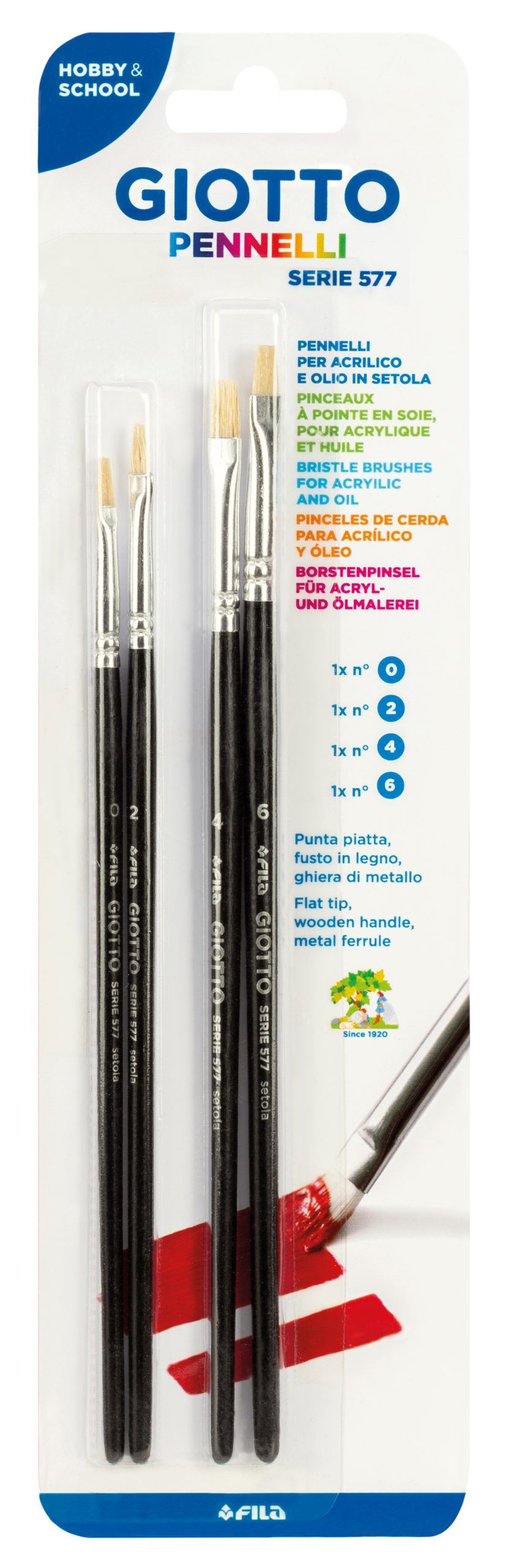Blister 4 pennelli giotto serie 577 n° 0,2,4,6 - GIOTTO