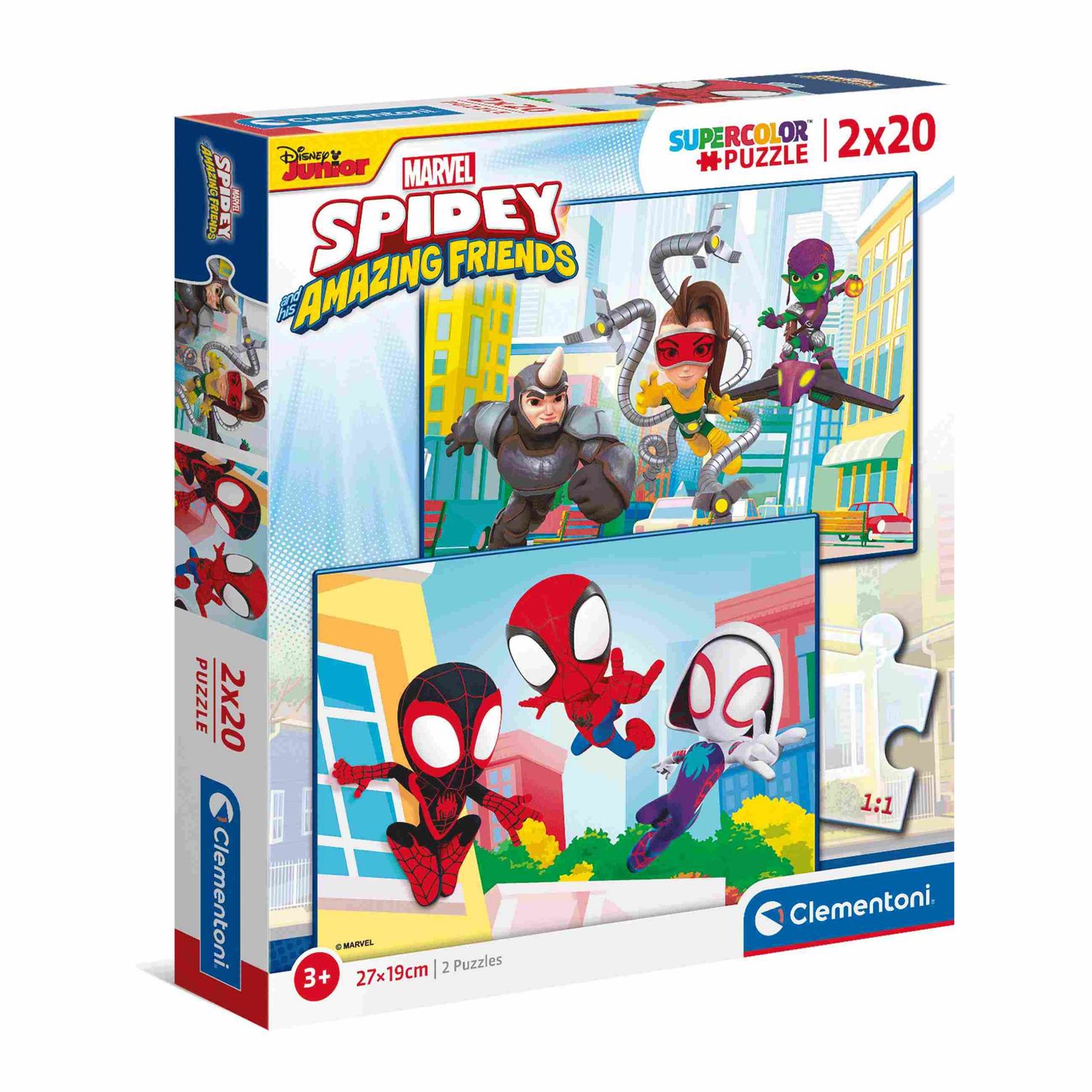 Clementoni supercolor puzzle marvel spidey and his amazing friends - 2x20 pezzi - CLEMENTONI, SPIDEY