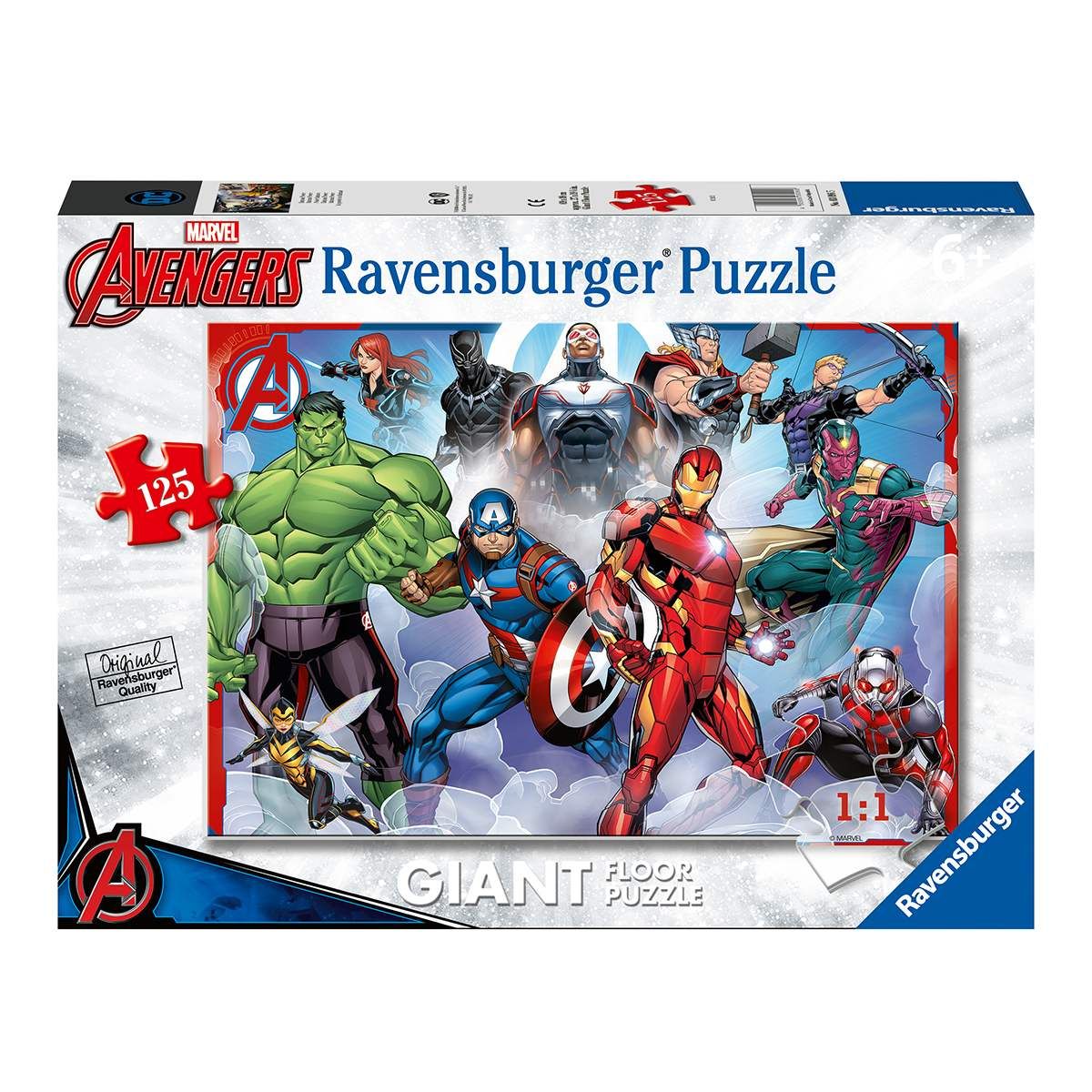 Ravensburger - puzzle 125 pezzi - formato giant – per bambini a partire dai 6 anni - marvel avengers - 05643 - RAVENSBURGER, Avengers, MARVEL