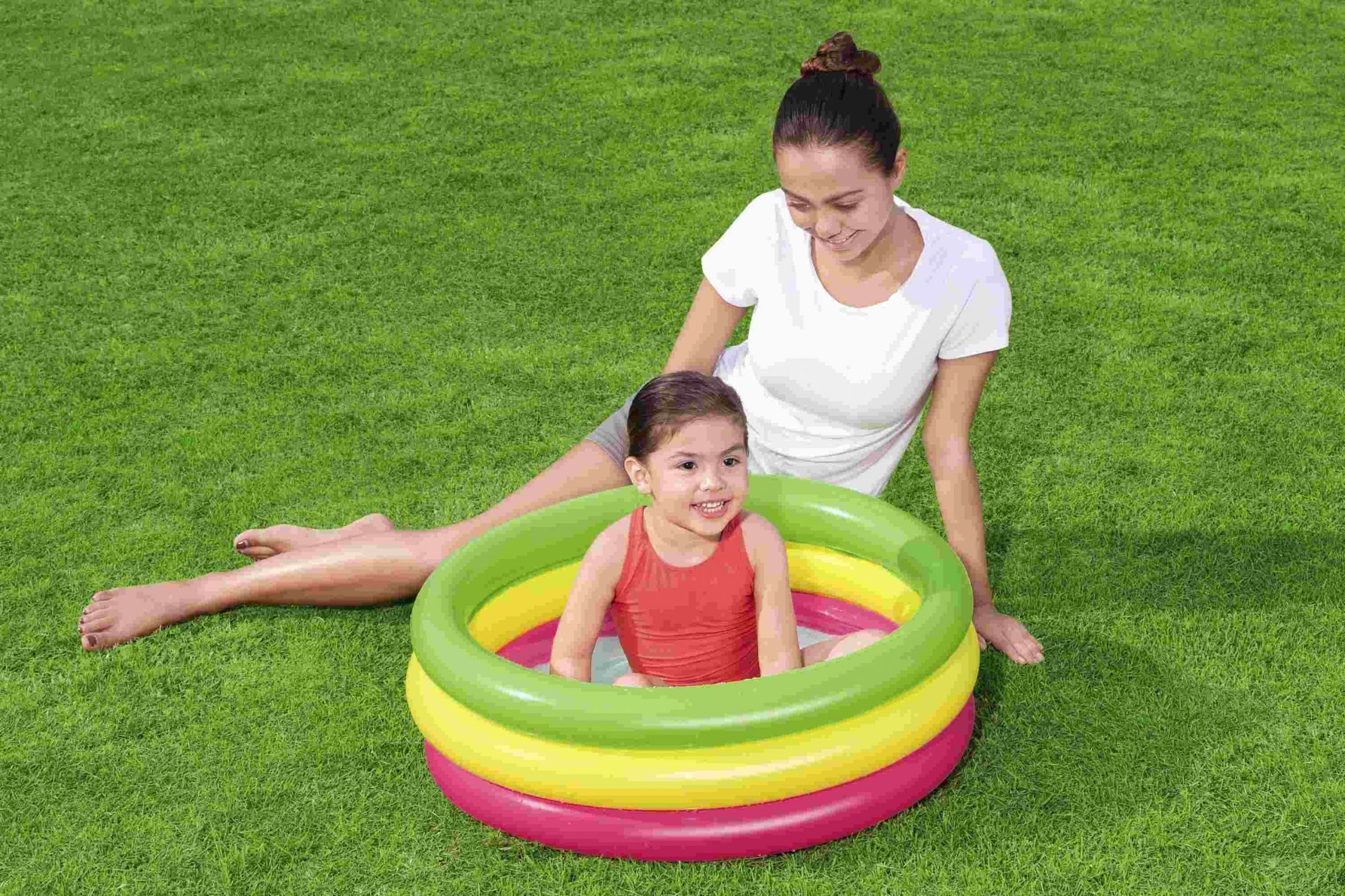 Piscina summer a 3 anelli color con fondo gonfiabile, cm. 70x24 - Bestway