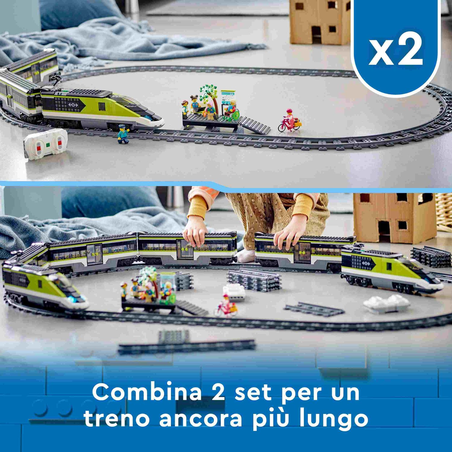 Lego city 60337 treno passeggeri espresso, con locomotiva giocattolo telecomandata con luci e binari, giochi per bambini - LEGO CITY, Lego