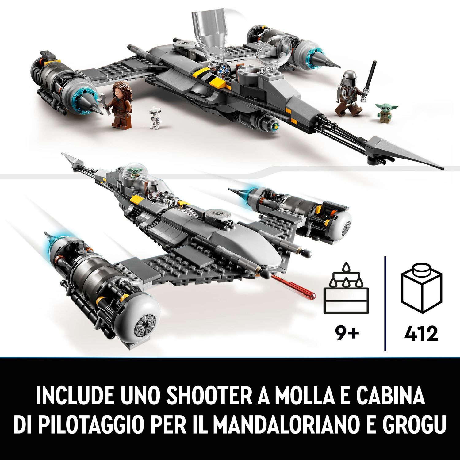 Lego star wars 75325 starfighter n-1 del mandaloriano, personaggi peli motto, droide bd e baby yoda, giocattolo costruibile - LEGO® Star Wars™, Lego, Star Wars