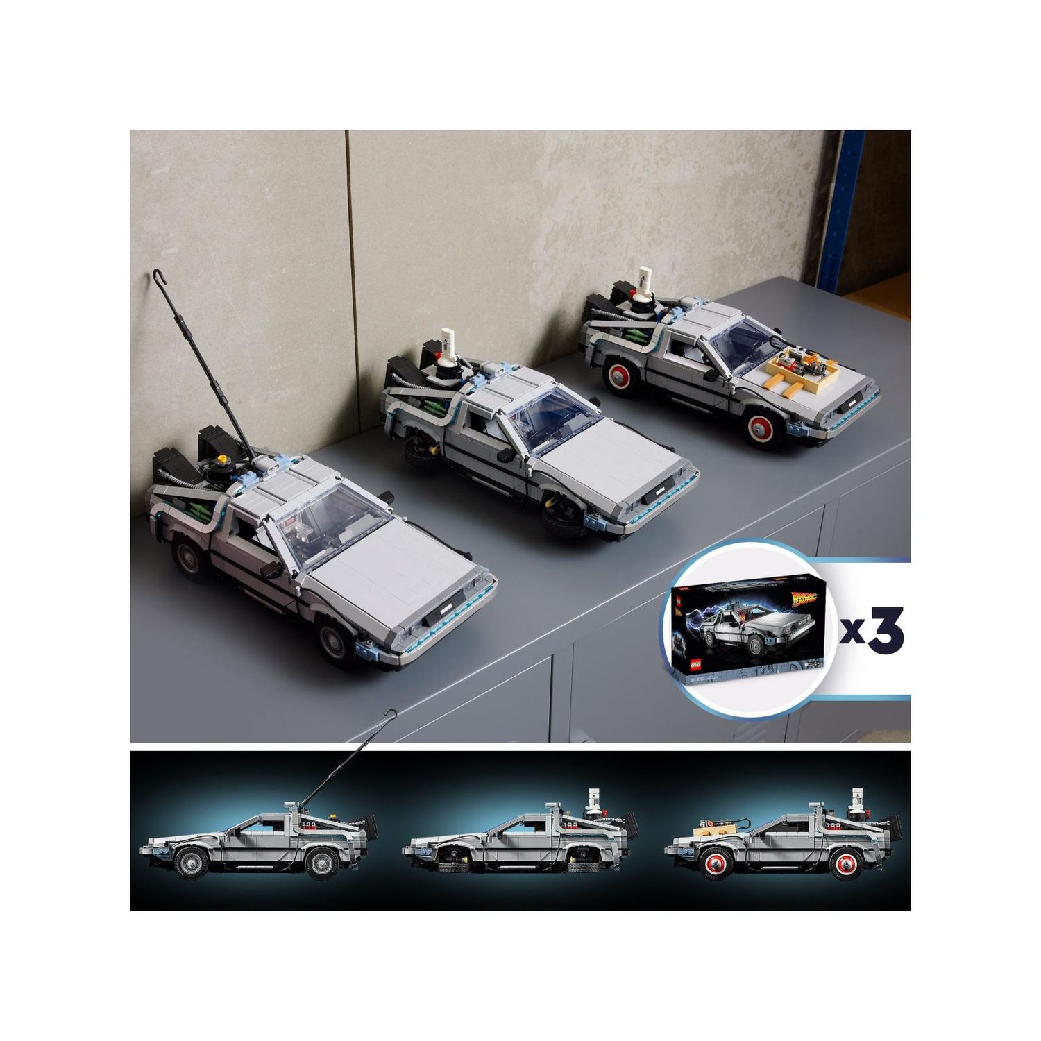 Lego icons 10300 macchina del tempo ritorno al futuro, set modellino delorean da costruire, minifigure di doc e marty mcfly - Lego, LEGO ICONS