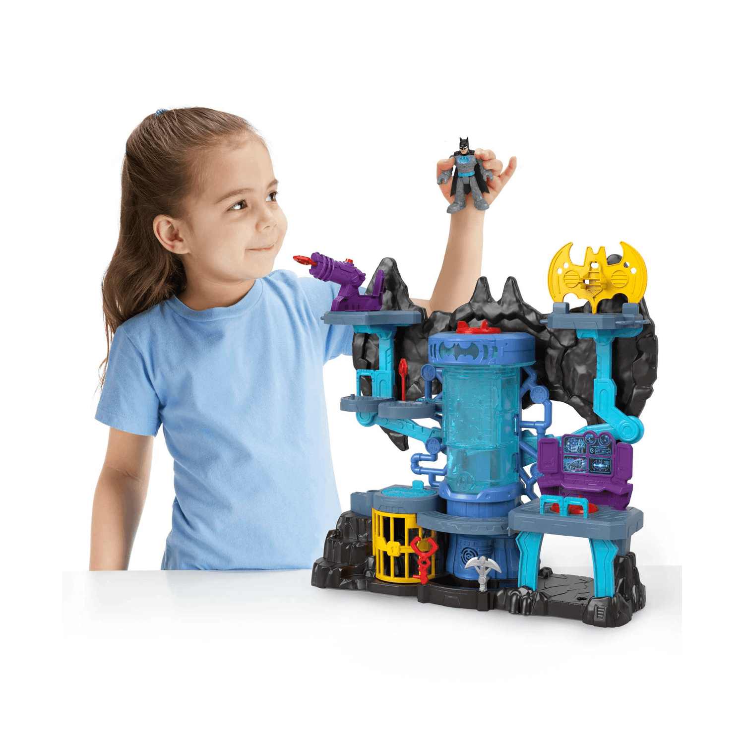 Imaginext dc super friends batcaverna bat-tech, playset di batman con luci e suoni; per bambini da 3 a 8 anni - IMAGINEXT