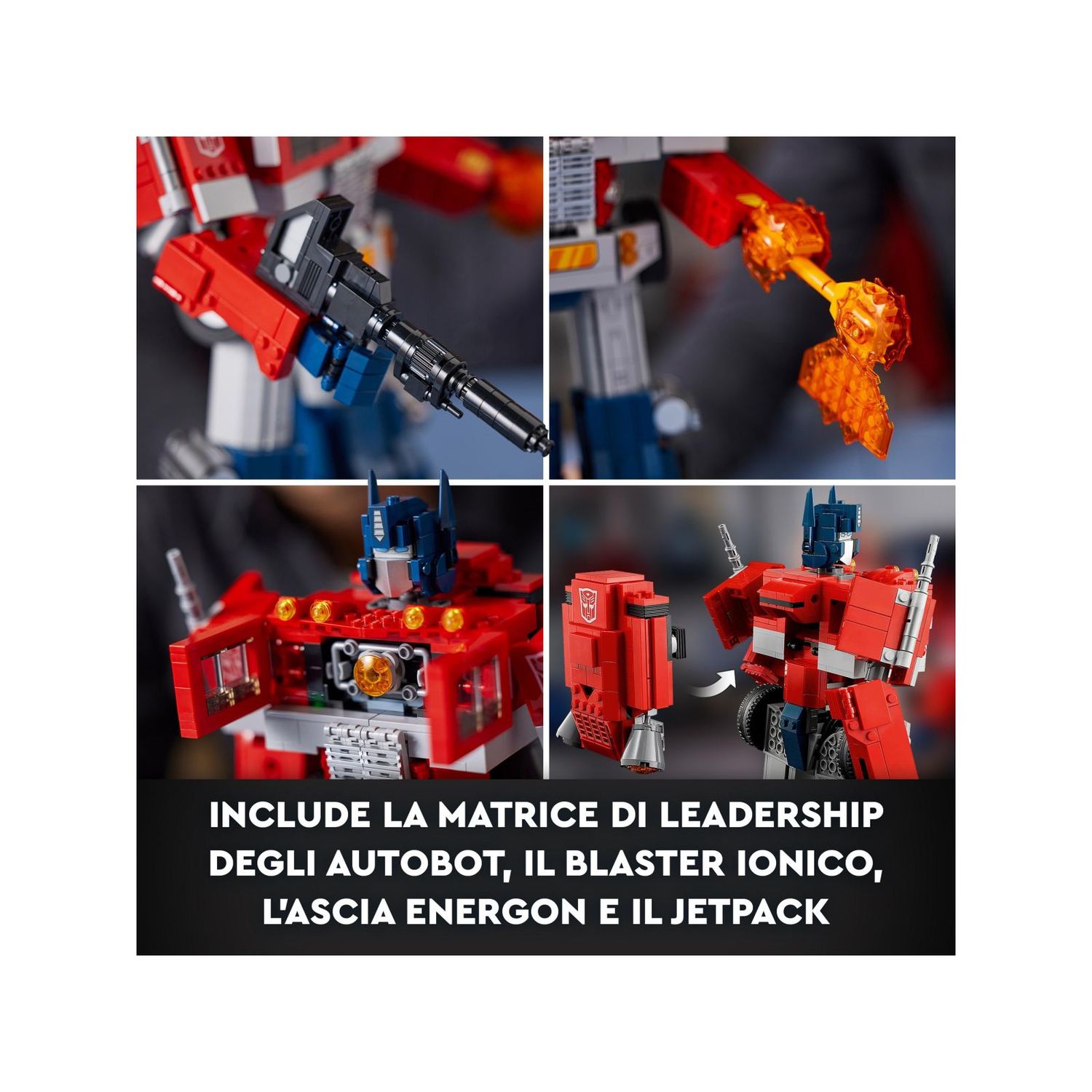 Lego icons optimus prime, modellino da costruire 2 in 1 del leader dei transformers, set da collezione per adulti, 10302 - Lego, LEGO ICONS
