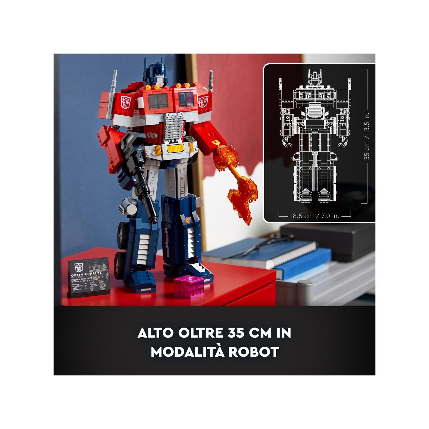 Lego icons optimus prime, modellino da costruire 2 in 1 del leader dei transformers, set da collezione per adulti, 10302 - Lego, LEGO ICONS