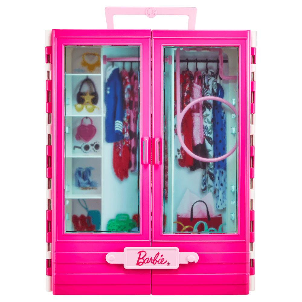 Barbie - bambole barbie & ken con vestiti alla moda, include armadio con maniglia e veicolo con ruote girevoli e cinture di sicurezza; giocattolo per bambini 3+ anni - Barbie