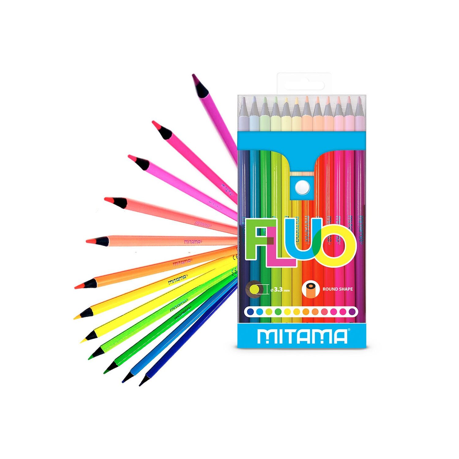 Pastelli laccati fluo con fusto tondo - confezione 12 pz - 