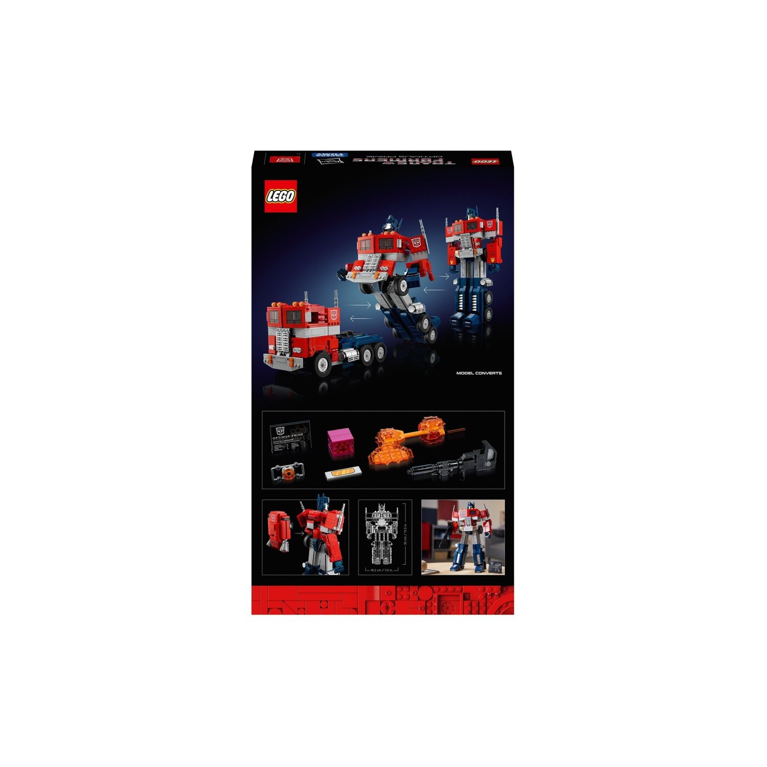 Lego icons optimus prime, modellino da costruire 2 in 1 del leader dei transformers, set da collezione per adulti, 10302 - Lego, LEGO ICONS