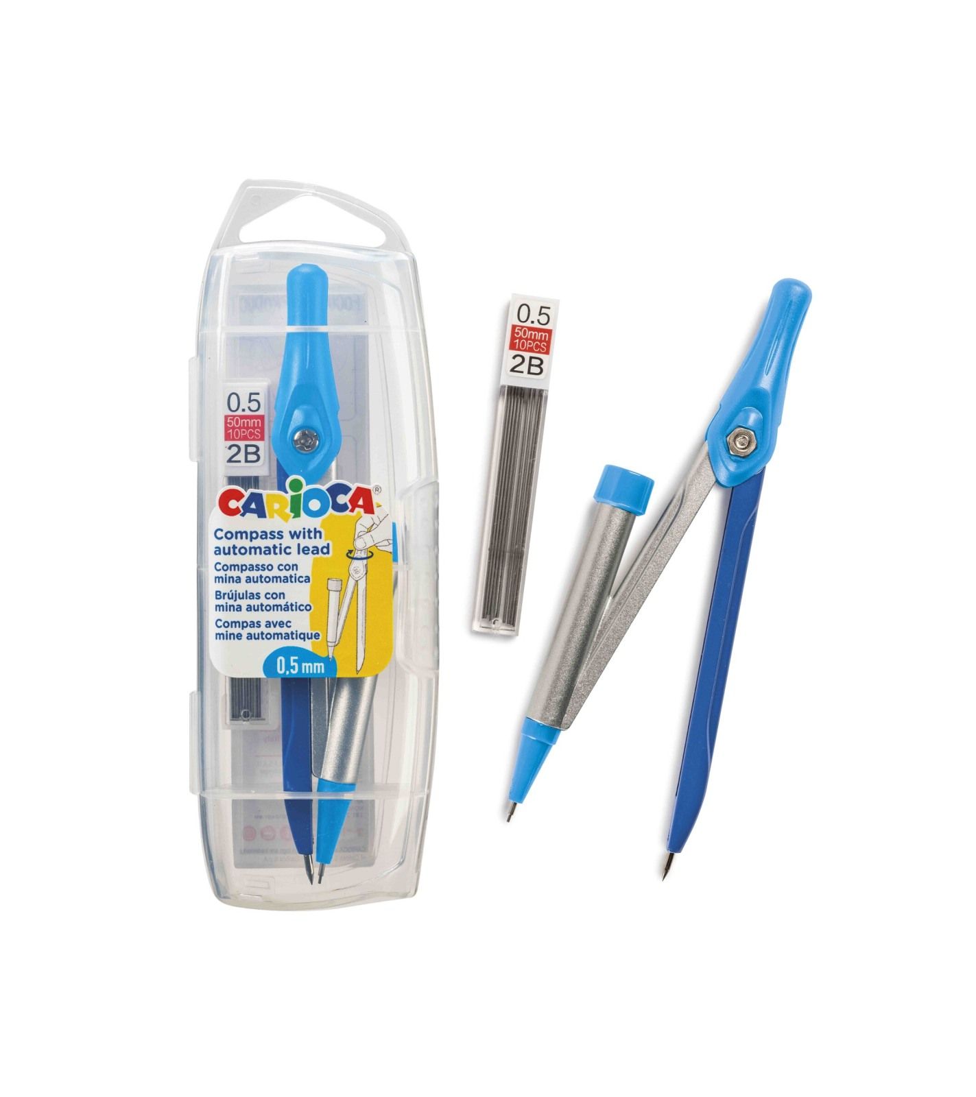 Compasso regolabile con portamine. prodotto adatto ai bambini a partire da +4 anni. codice prodotto 40122 - 