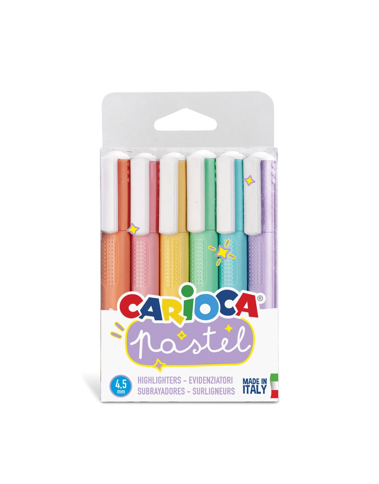 Carioca evidenziatore pastel scatola da 6 pezzi. prodotto adatto a bambini a partire da +3 anni. 43033 - CARIOCA