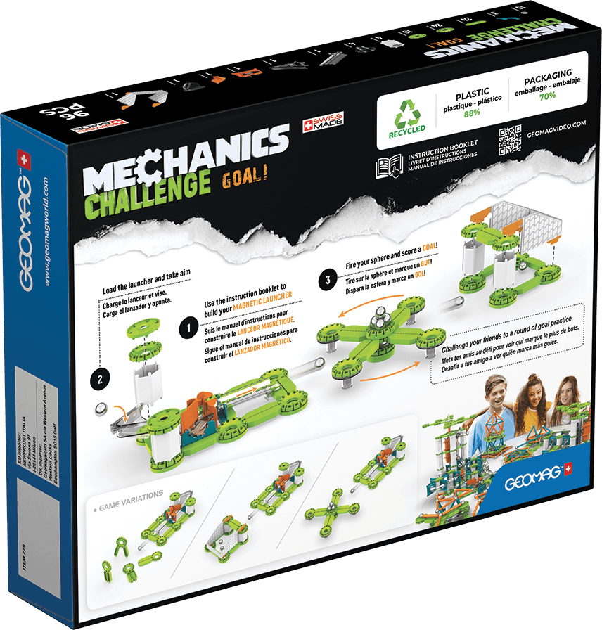 Geomag mechanics recycled challenge goal! 96 pieces - Geomag