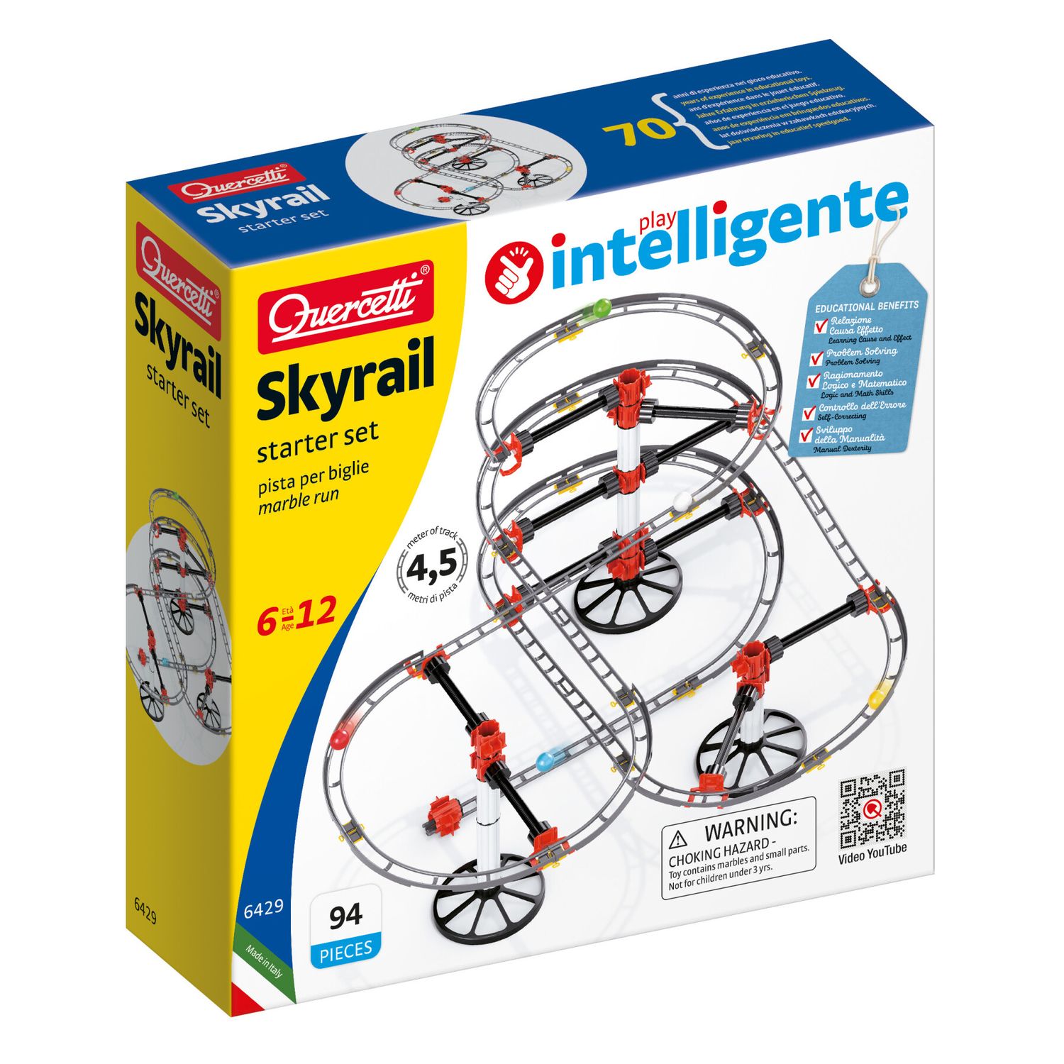 Skyrail starter set, quercetti, pista per biglie, 6-12 anni - 