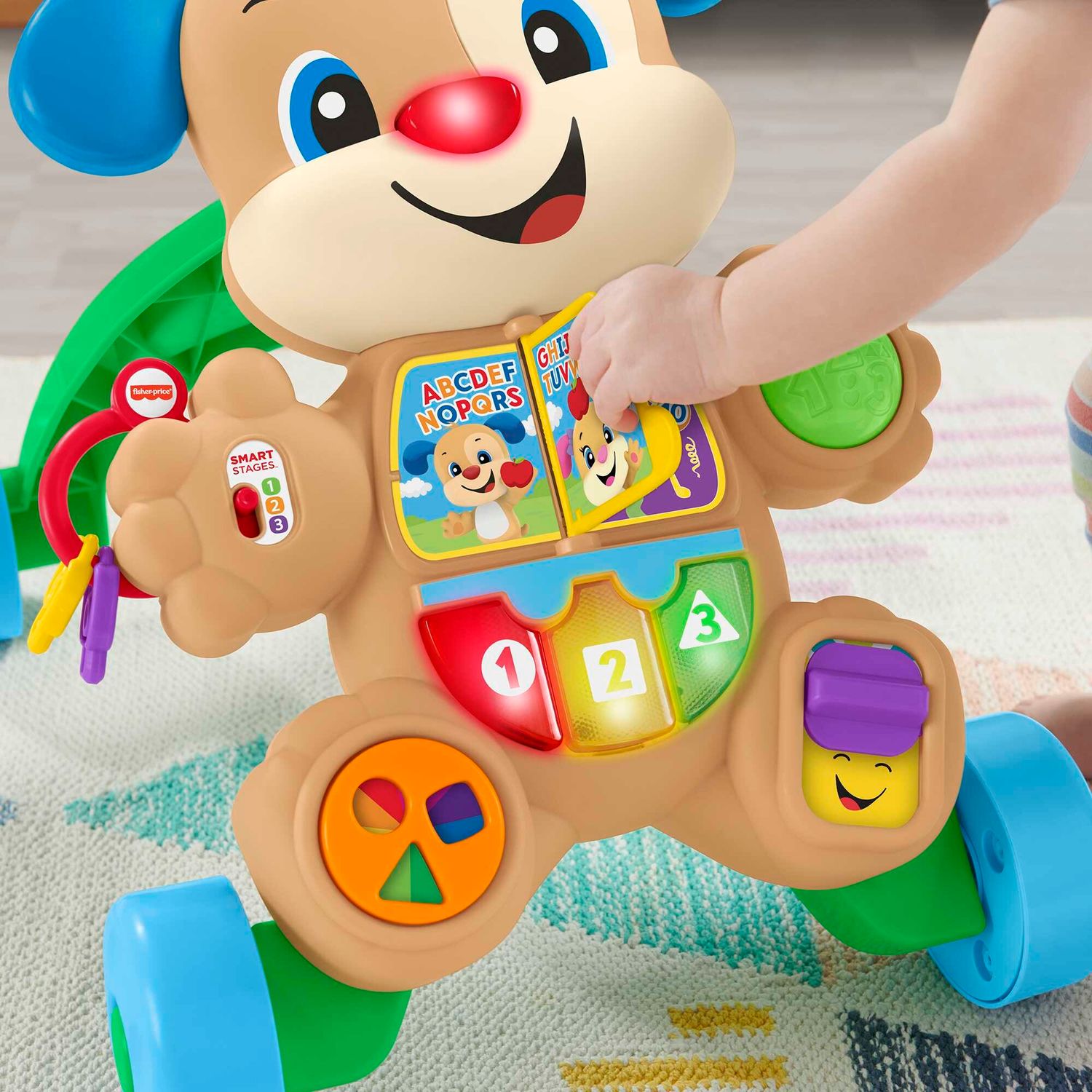 Fisher-price ridi & impara cagnolino primi passi - edizione multilingue, giocattolo musicale per camminare; per neonati e bambini piccoli da 6 a 36 mesi - FISHER-PRICE