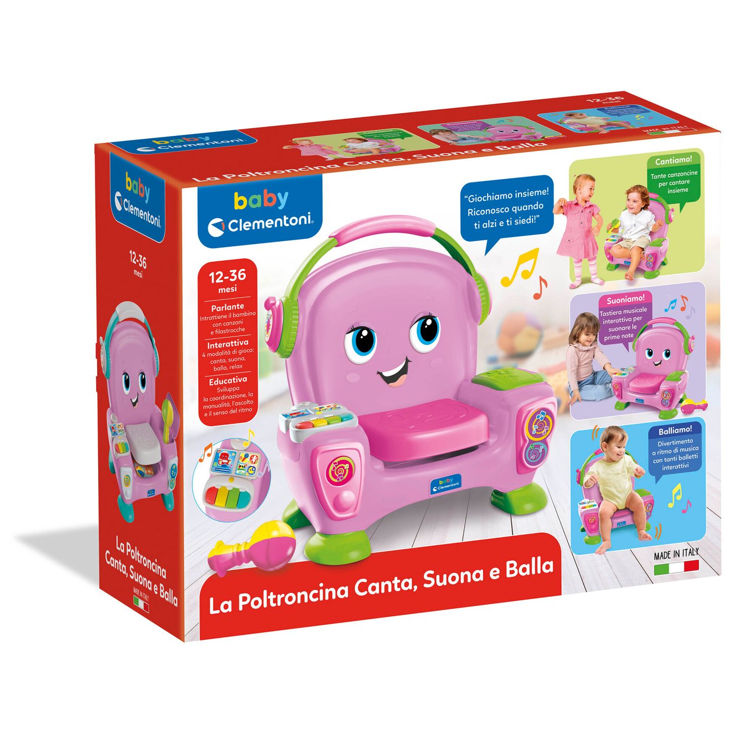 Baby clementoni - 17755 - poltroncina canta, suona e balla pink - BABY CLEMENTONI