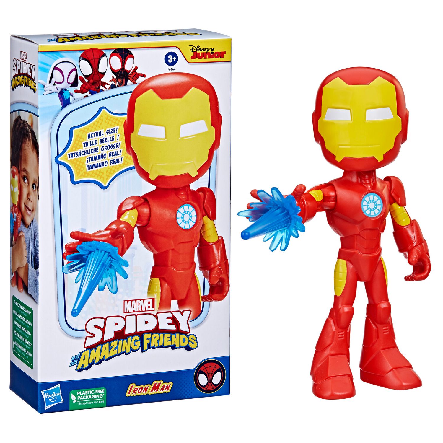 Hasbro marvel spidey e i suoi fantastici amici, mega iron man, action figure giocattolo super hero per età prescolare, per bambini e bambine dai 3 anni in su - SPIDEY, MARVEL