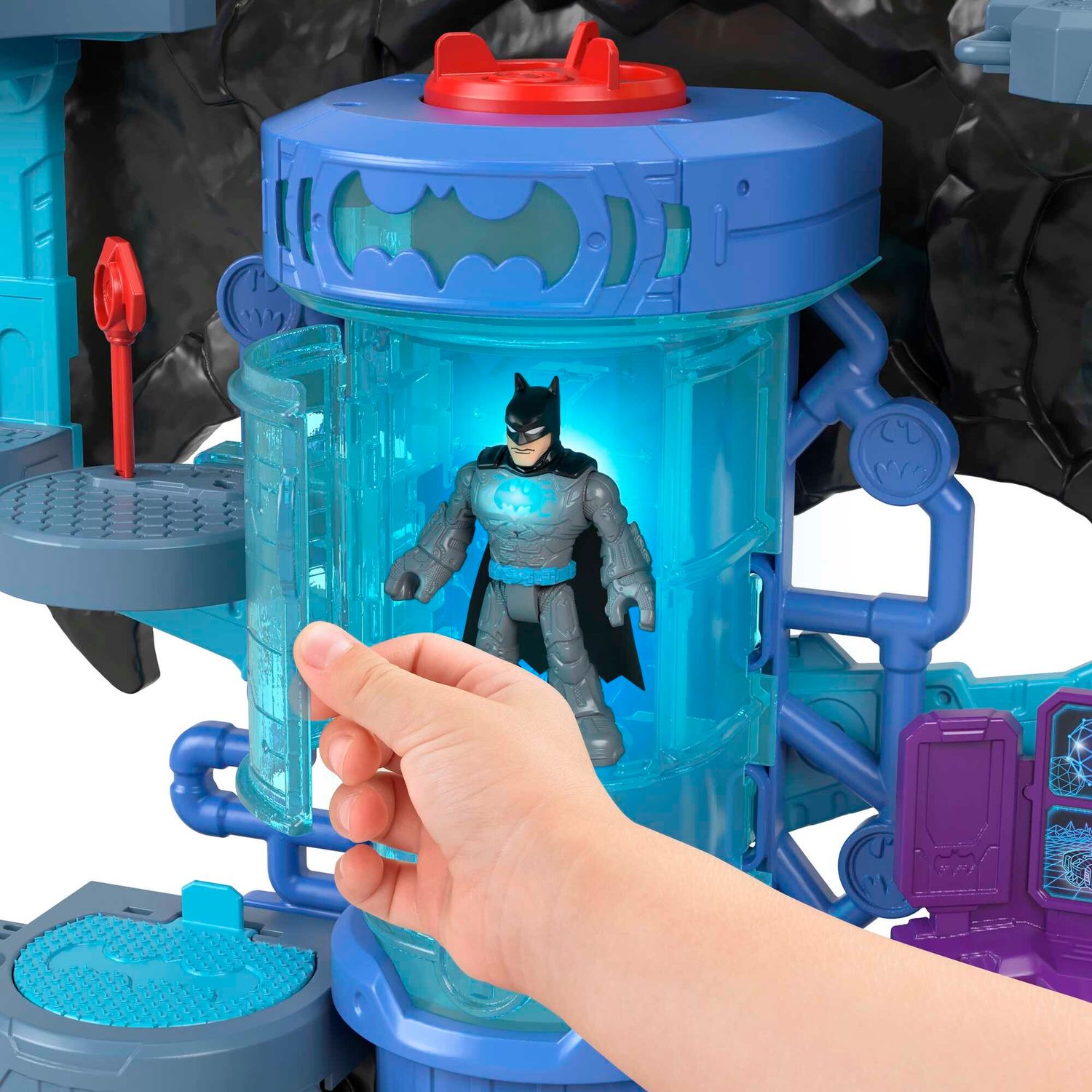 Imaginext dc super friends batcaverna bat-tech, playset di batman con luci e suoni; per bambini da 3 a 8 anni - IMAGINEXT