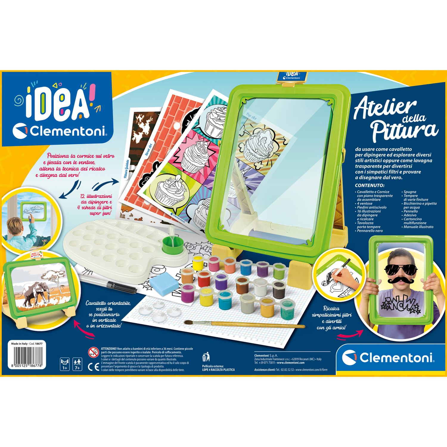Clementoni - 18677 - idea - atelier della pittura, set pittura per bambini - CLEMENTONI, Crea Idea
