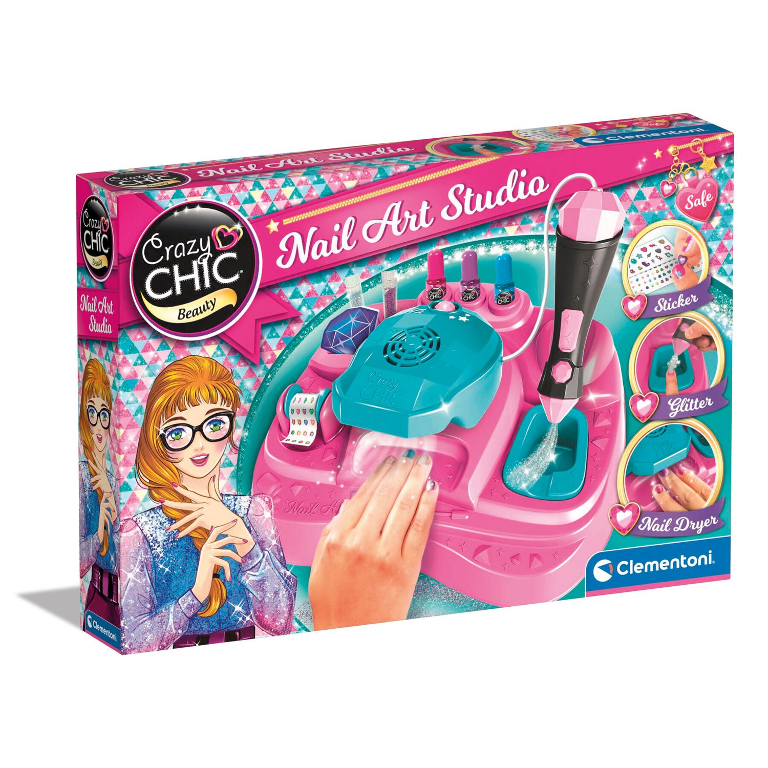 Clementoni - 18730 - crazy chic - nail art studio, set unghie per bambine - CLEMENTONI, CRAZY CHIC