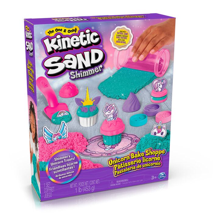 Spin master kinetic sand shimmer, set di gioco laboratorio di pasticceria unicorni, 453 g di kinetic sand - KINETIC SAND