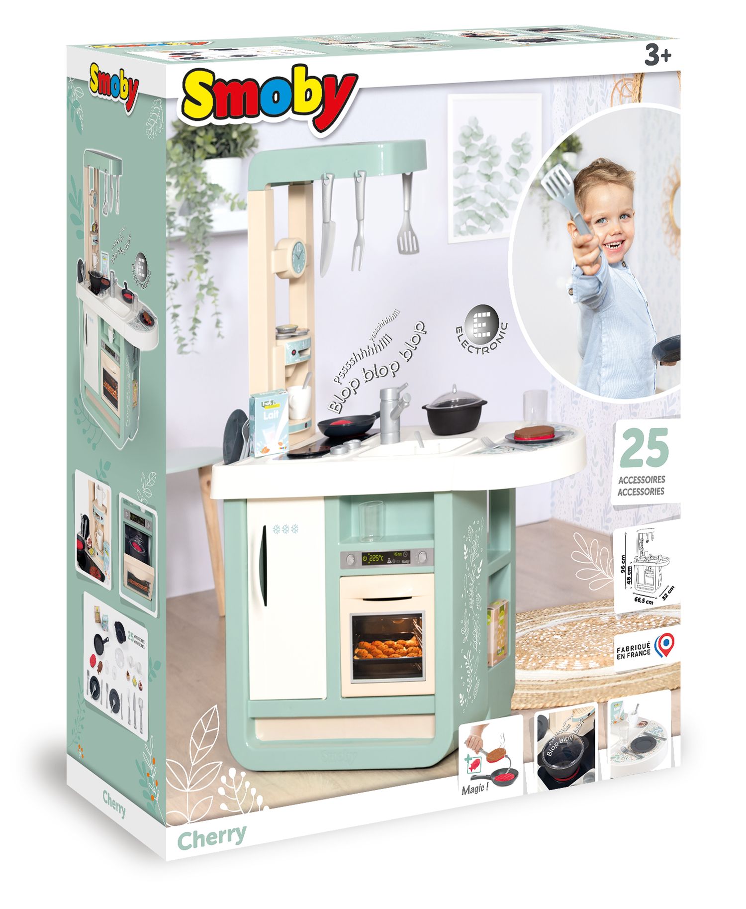 Smoby cucina cherry con 23 accessori, h piano cm 48,5 - SMOBY