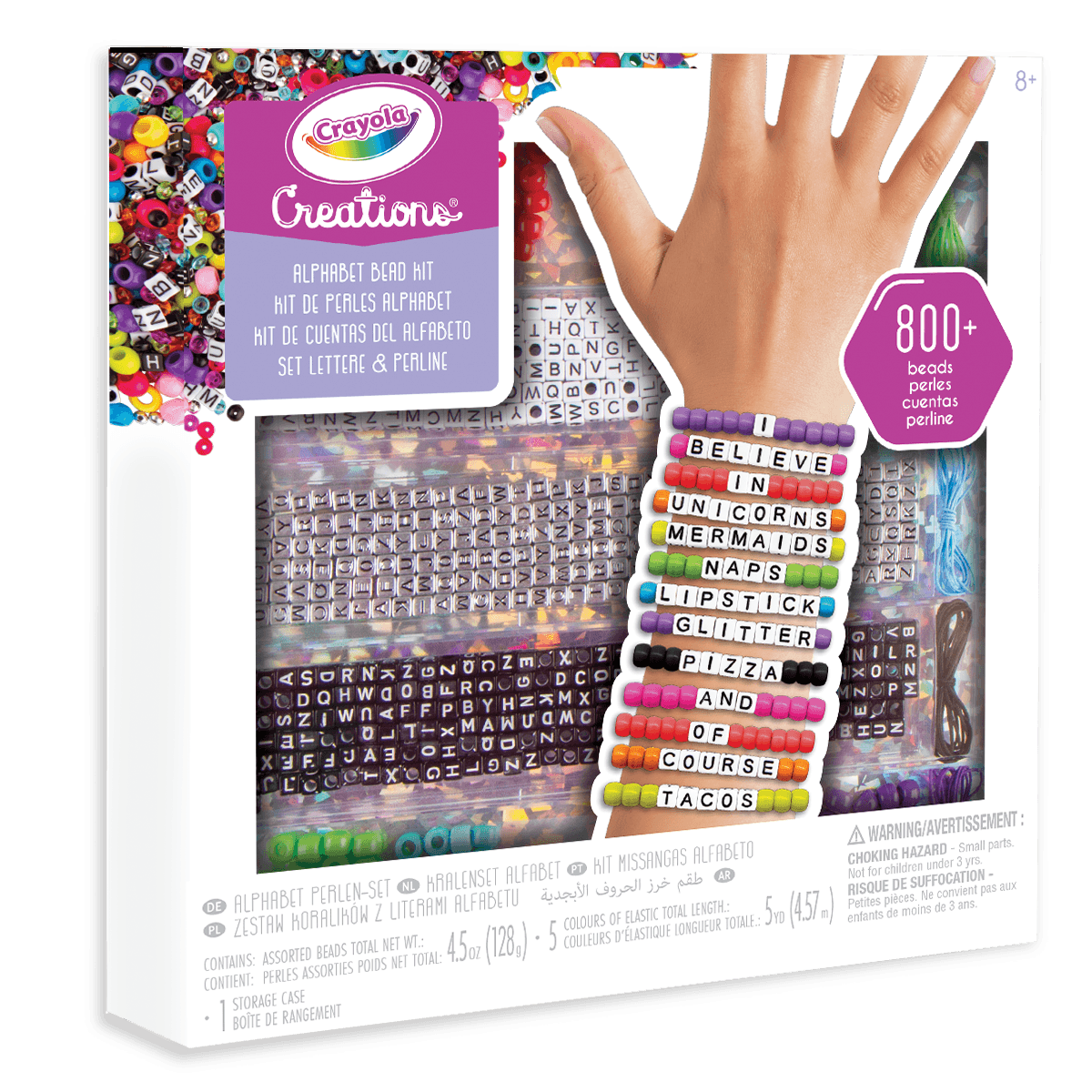 Crayola creations, set per braccialetti e bijoux con lettere e perle con più di 800 perline, attività creativa e regalo per bambine, da 8 anni - CRAYOLA