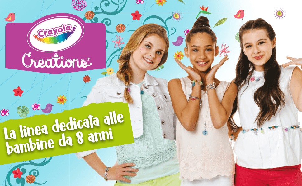 Crayola creations, set per braccialetti e bijoux con lettere e perle con più di 800 perline, attività creativa e regalo per bambine, da 8 anni - CRAYOLA
