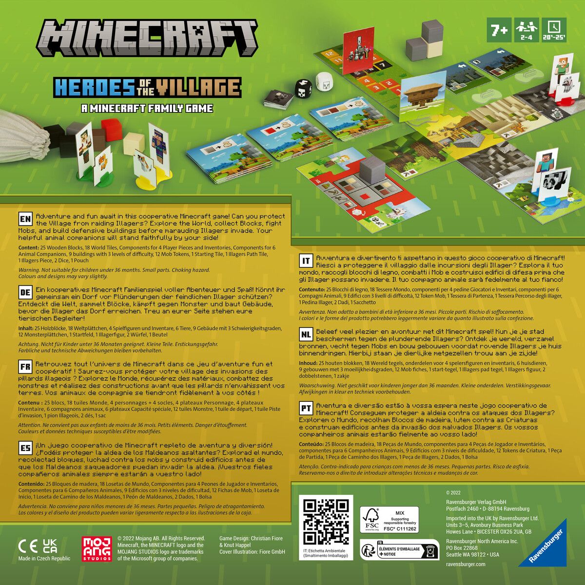 Ravensburger - minecraft heroes of the village, versione italiana, gioco da tavolo strategico, 1-4 giocatori, 7+ anni - MINECRAFT, RAVENSBURGER