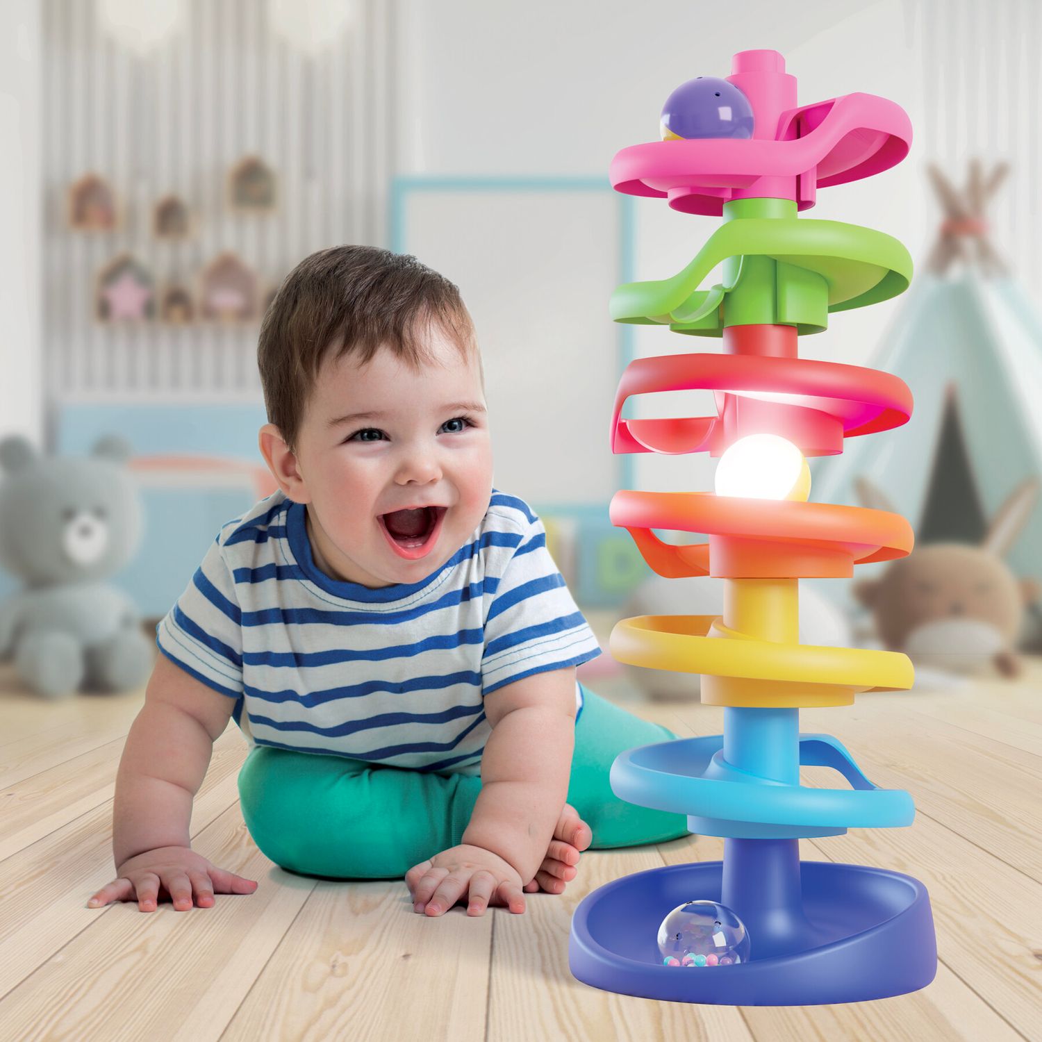 Spiral tower brightball, quercetti, corsa delle biglie, 1+ anni - 