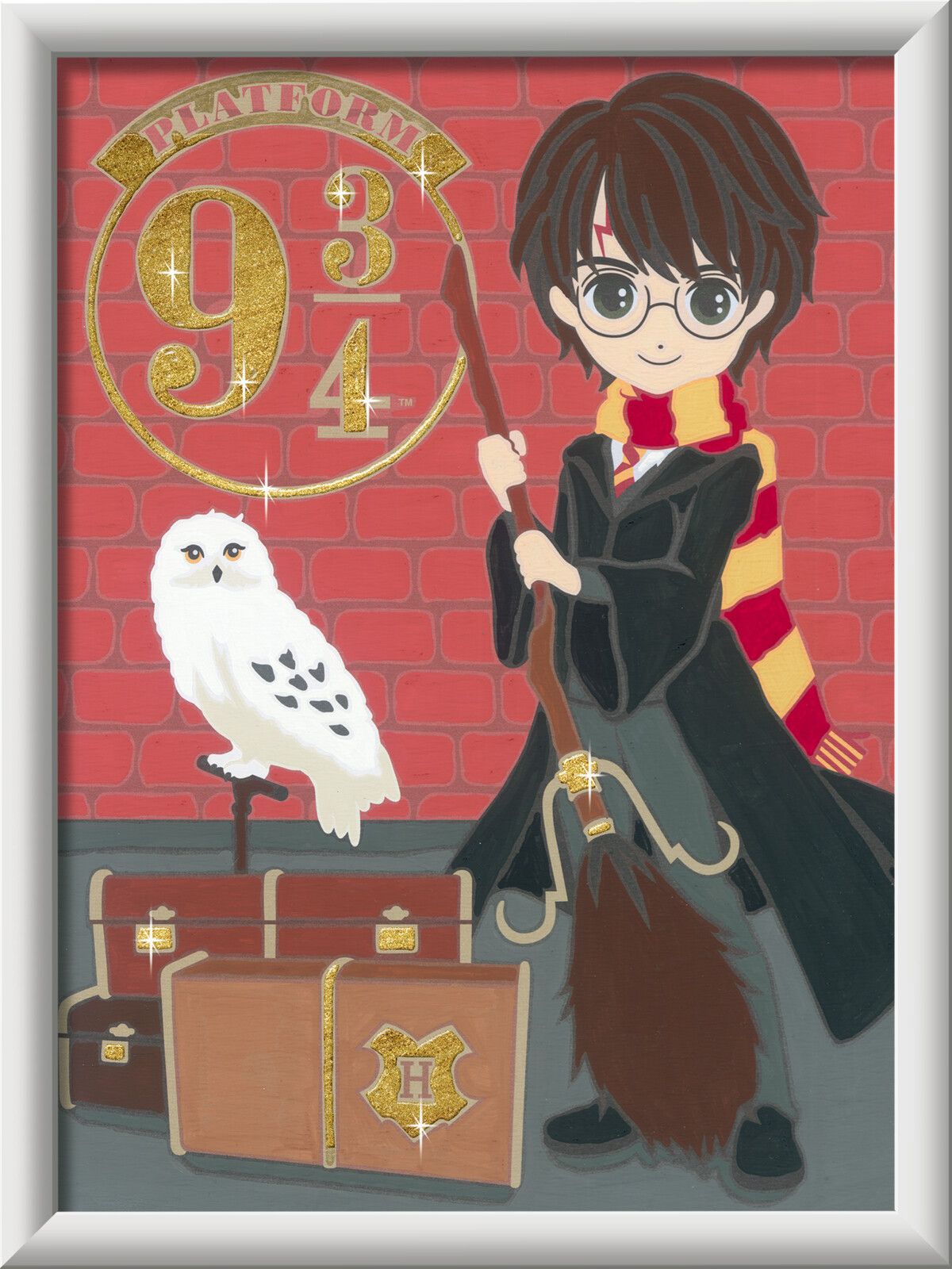 Ravensburger - creart serie d: harry potter, partenza per hogwarts, kit per dipingere con i numeri, contiene una tavola prestampata, pennello, colori e accessori, 7+ anni - CREART, Harry Potter, RAVENSBURGER