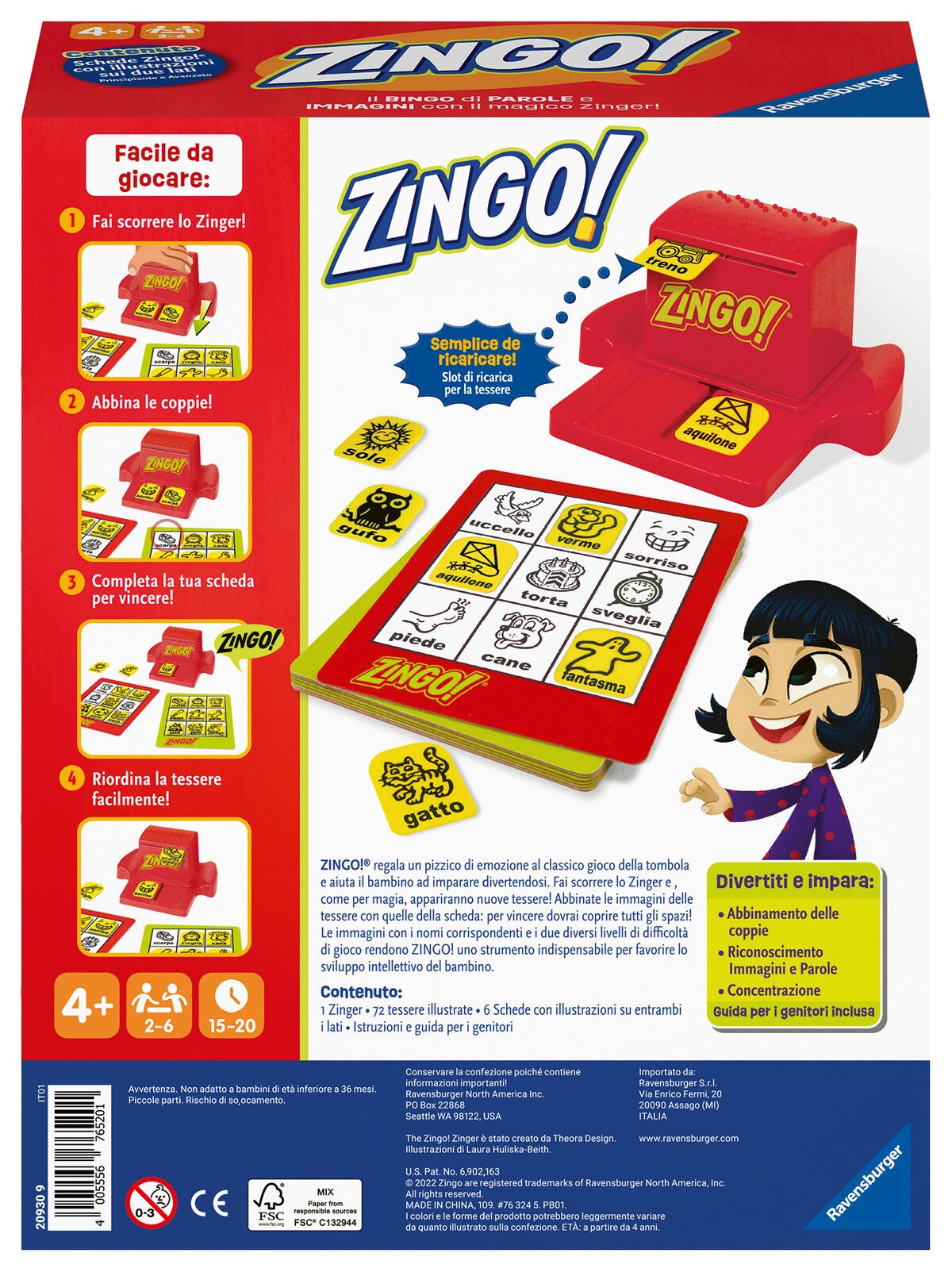 Ravensburger - zingo! - gioco da tavolo per bambini, gioco educativo per bambini, 4+ anni - RAVENSBURGER
