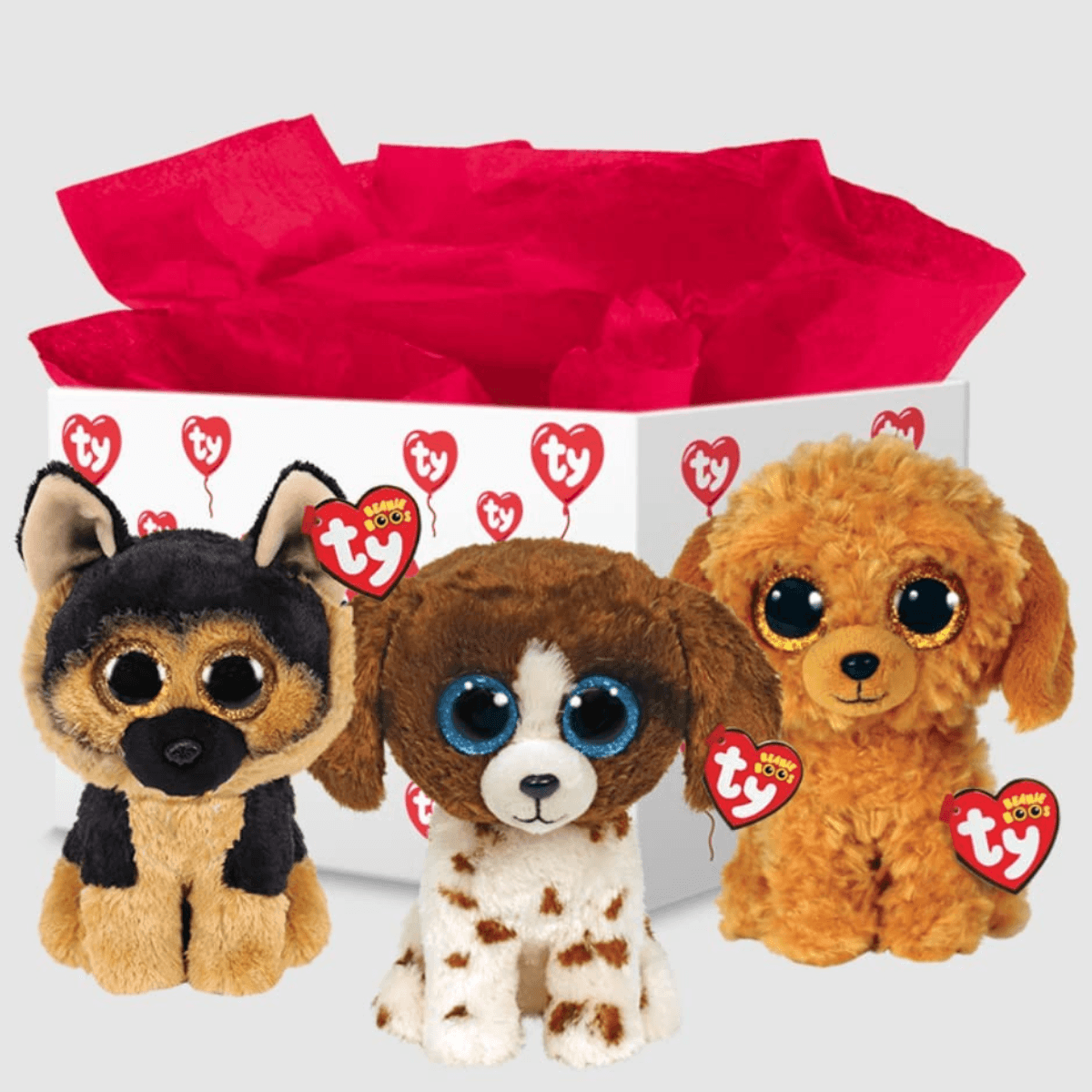 Ty peluche beanie boos - cane - noodles - marrone - cagnolino con occhioni glitter dorati - il morbido pupazzo con gli occhi grandi scintillanti - 15 cm - 36377 - TY