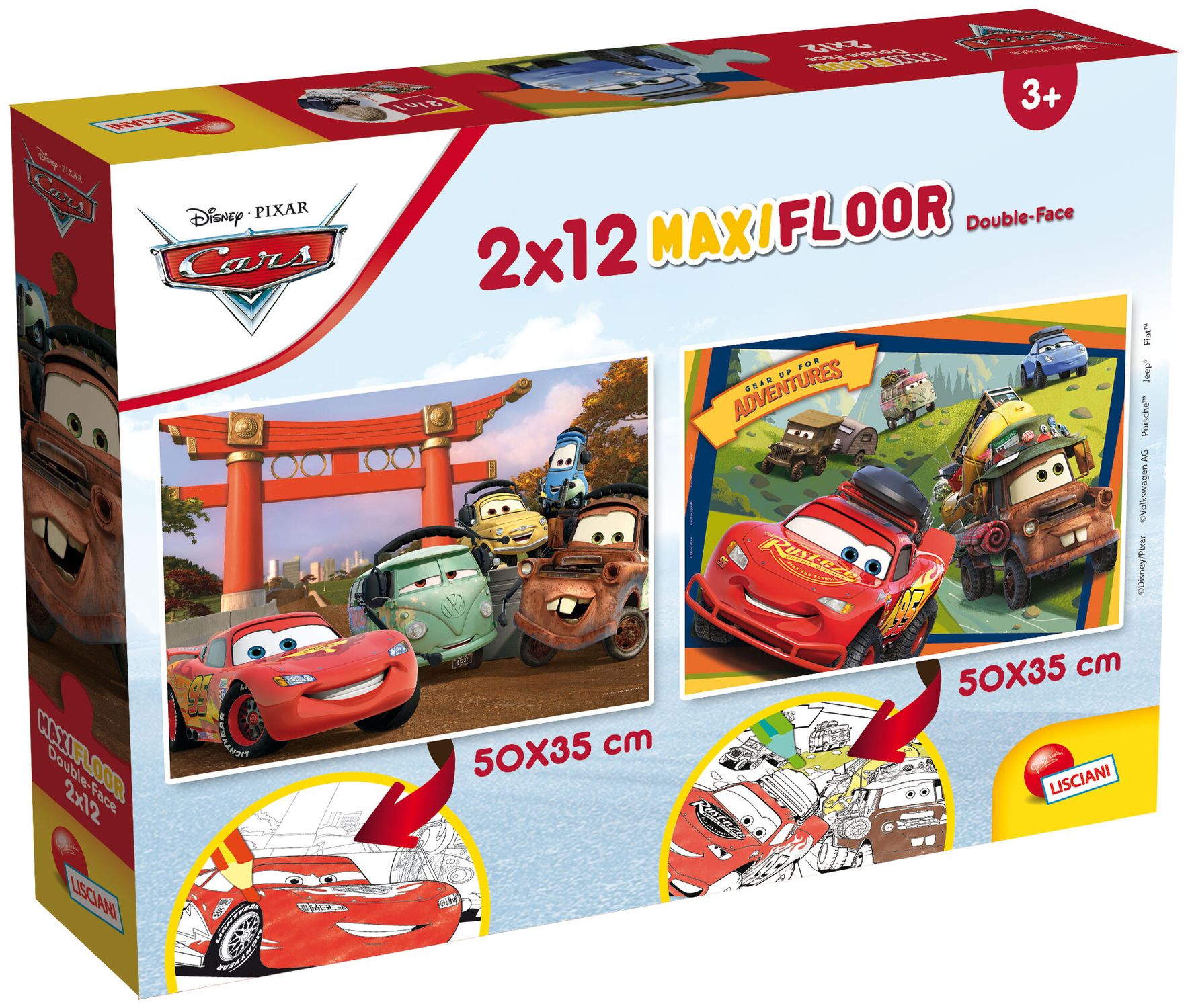 Disney puzzle maxifloor 2 x 12 cars - LISCIANI, Cars, Disney