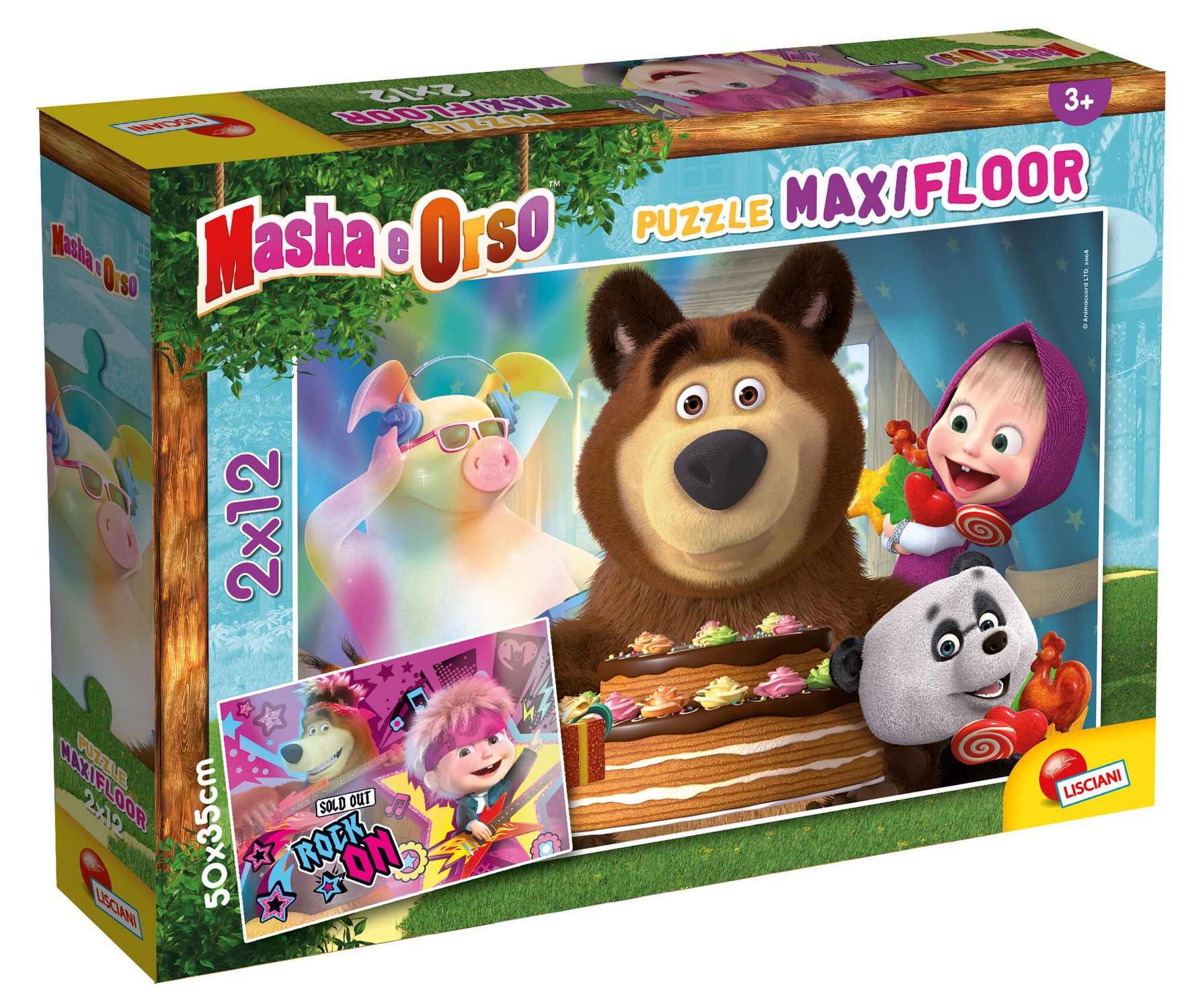 Masha puzzle maxifloor 2 x 12 - facciamo festa! - LISCIANI