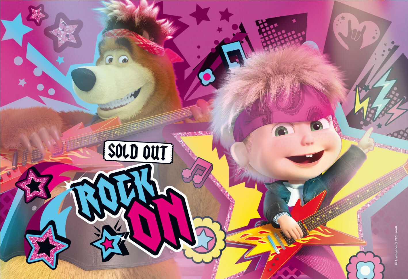 Masha puzzle maxifloor 2 x 12 - facciamo festa! - LISCIANI