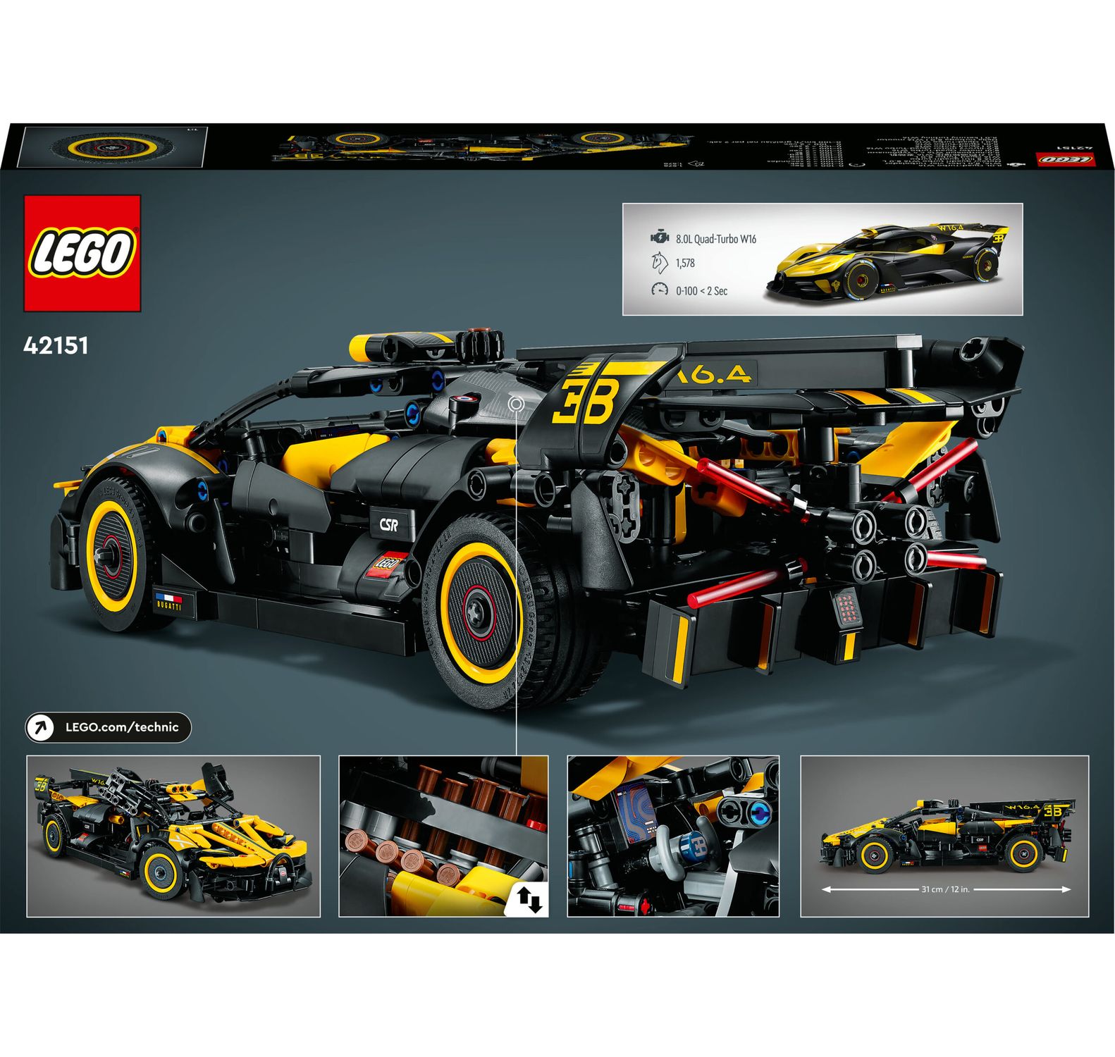Lego technic 42151 bugatti bolide, kit macchina giocattolo, modellino auto supercar, giochi per bambini, idee regalo - LEGO TECHNIC, Lego