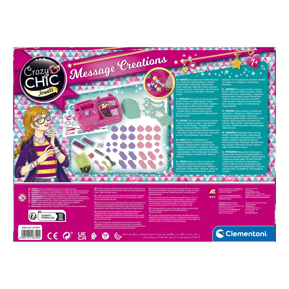 Clementoni - crazy chic - message creations - kit braccialetti - CLEMENTONI, CRAZY CHIC