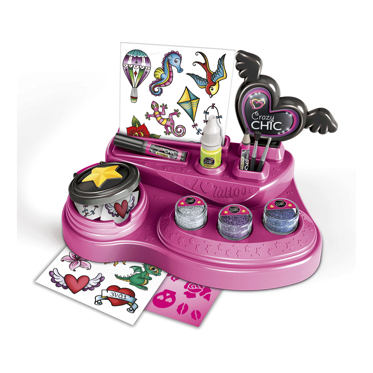 Clementoni - crazy chic - crazy tattoo, kit tatuaggi - CLEMENTONI, CRAZY CHIC