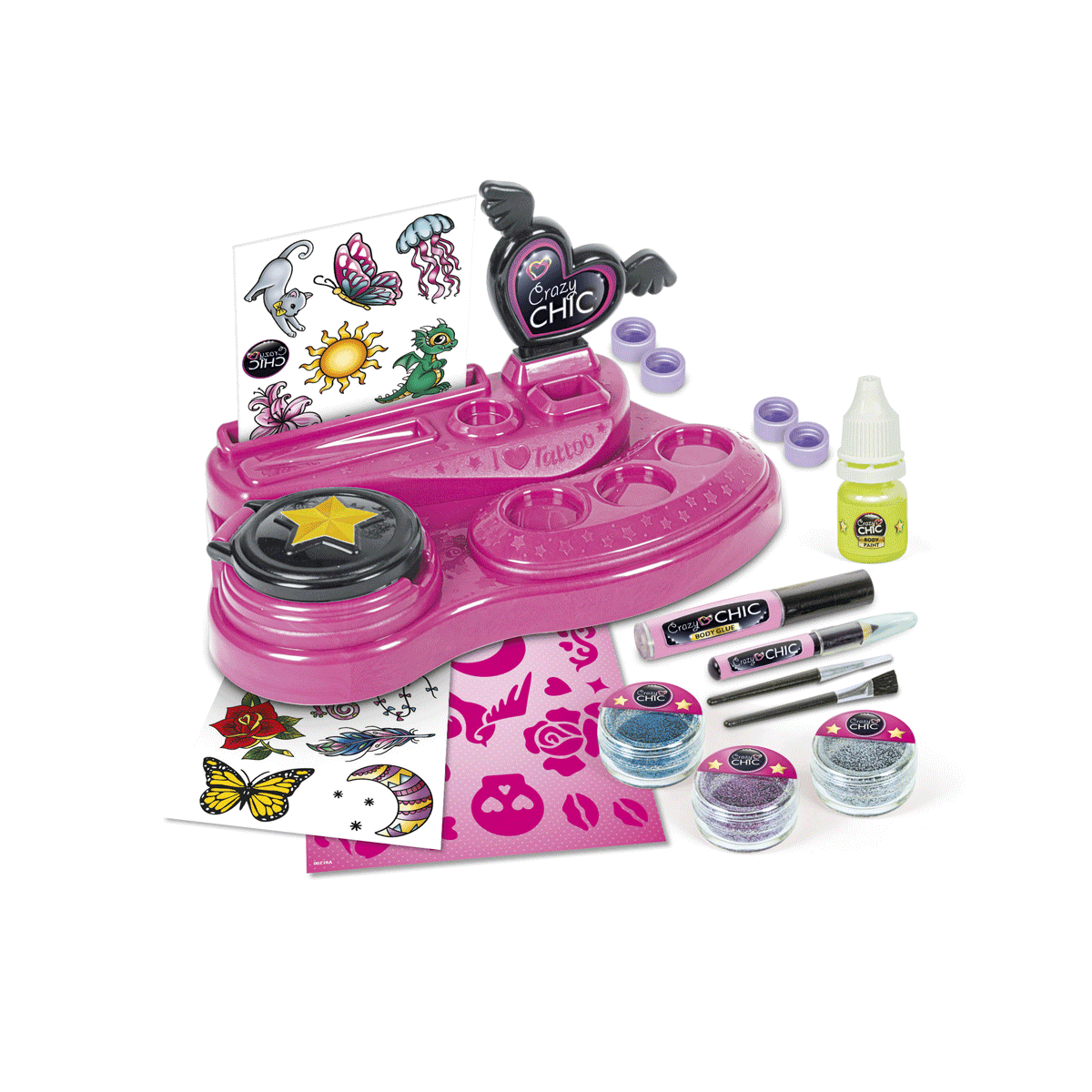 Clementoni - crazy chic - crazy tattoo, kit tatuaggi - CLEMENTONI, CRAZY CHIC