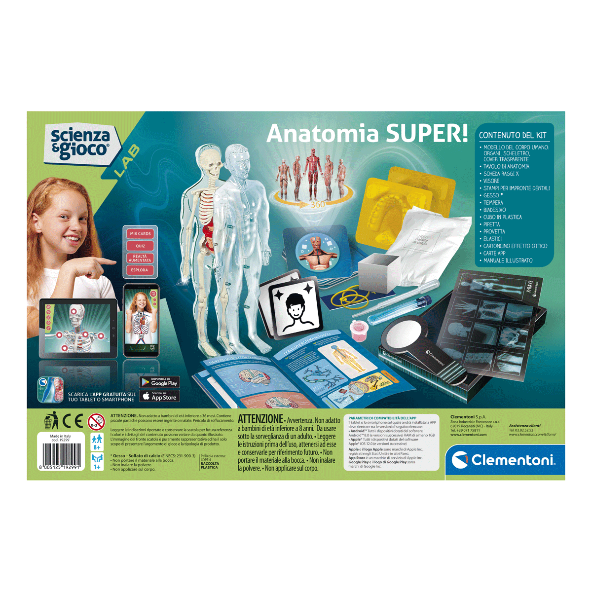 Clementoni - scienza e gioco lab - anatomia super, laboratorio scientifico - CLEMENTONI, Scienza e Gioco