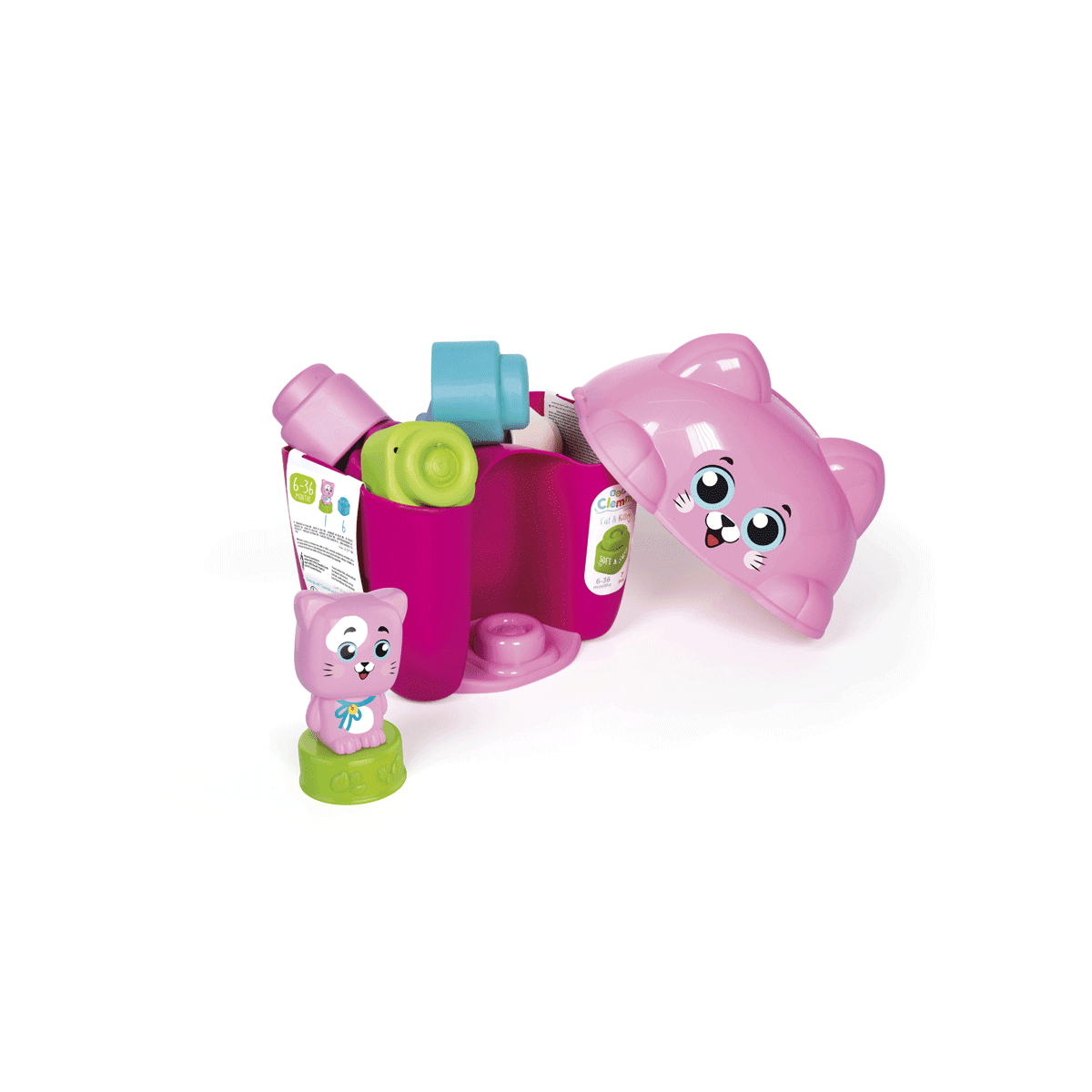 Clementoni - soft clemmy - cat & kitten bucket, mattoncini morbidi - CLEMENTONI, CLEMMY
