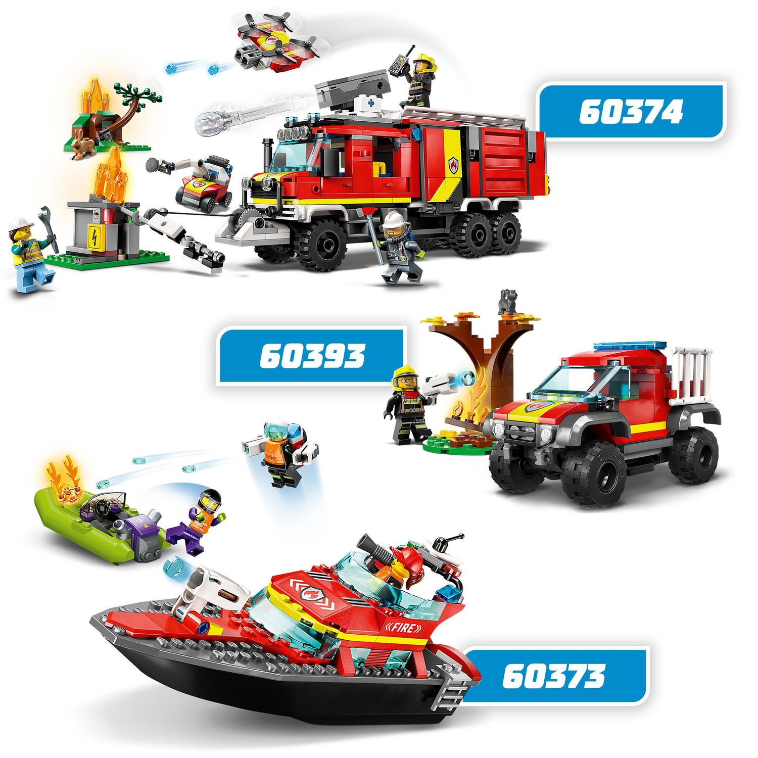 Lego city fire 60373 barca di soccorso antincendio dei vigili del fuoco, nave giocattolo, gommone e minifigure, idee regalo - LEGO CITY, Lego