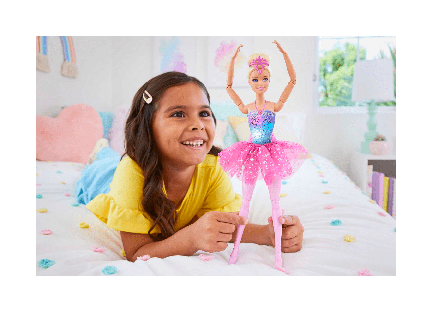 Barbie – barbie dreamtopia luci scintillanti, ballerina magico tutu, bambola dai capelli biondi, con luci, coroncina e tutù rosa, giocattolo per bambini, 3+ anni, hlc25 - Barbie