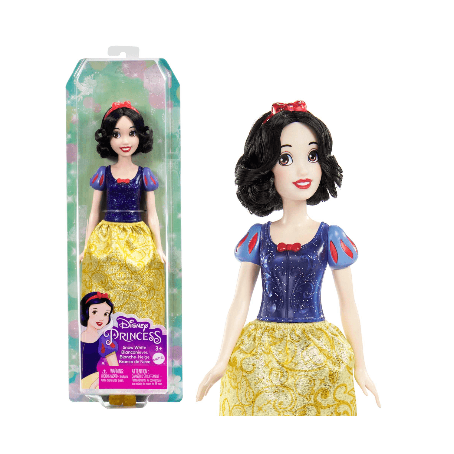 Disney princess - biancaneve bambola snodata, con capi e accessori scintillanti ispirati al film disney, giocattolo per bambini, 3+ anni, hlw08 - DISNEY PRINCESS, Disney