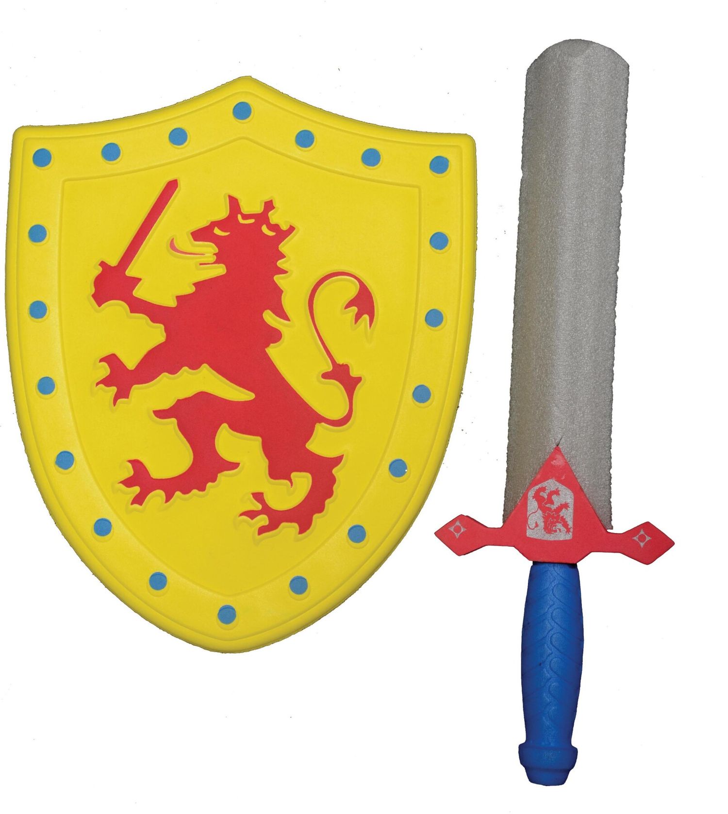 Set guerriero con spada morbida e scudo con leone stampato - 