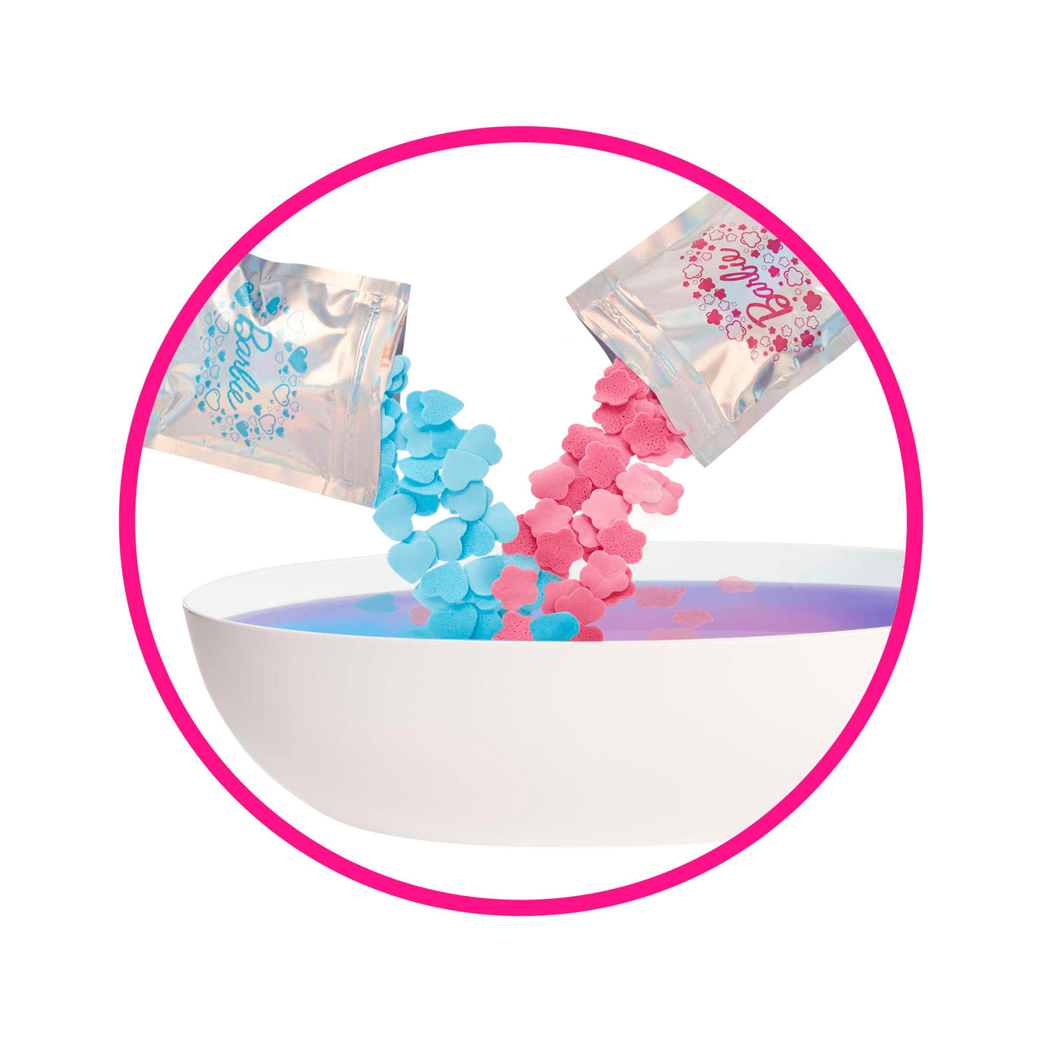 Barbie - vasca relax playset, con 1 bambola, 1 cucciolo, coriandoli di sapone colorati e accessori, giocattolo per bambini, 3+ anni, hkt92 - Barbie